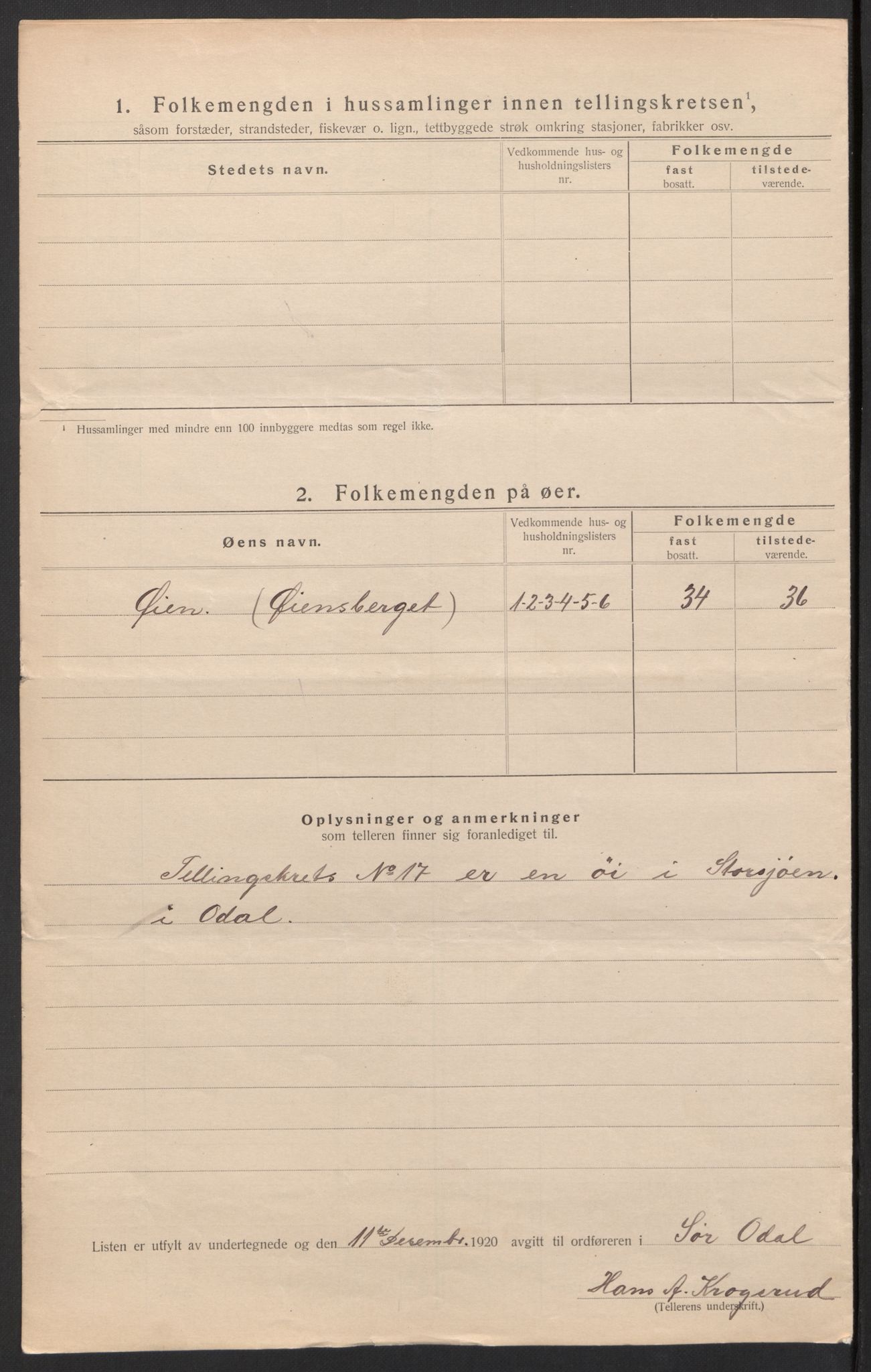 SAH, 1920 census for Sør-Odal, 1920, p. 70