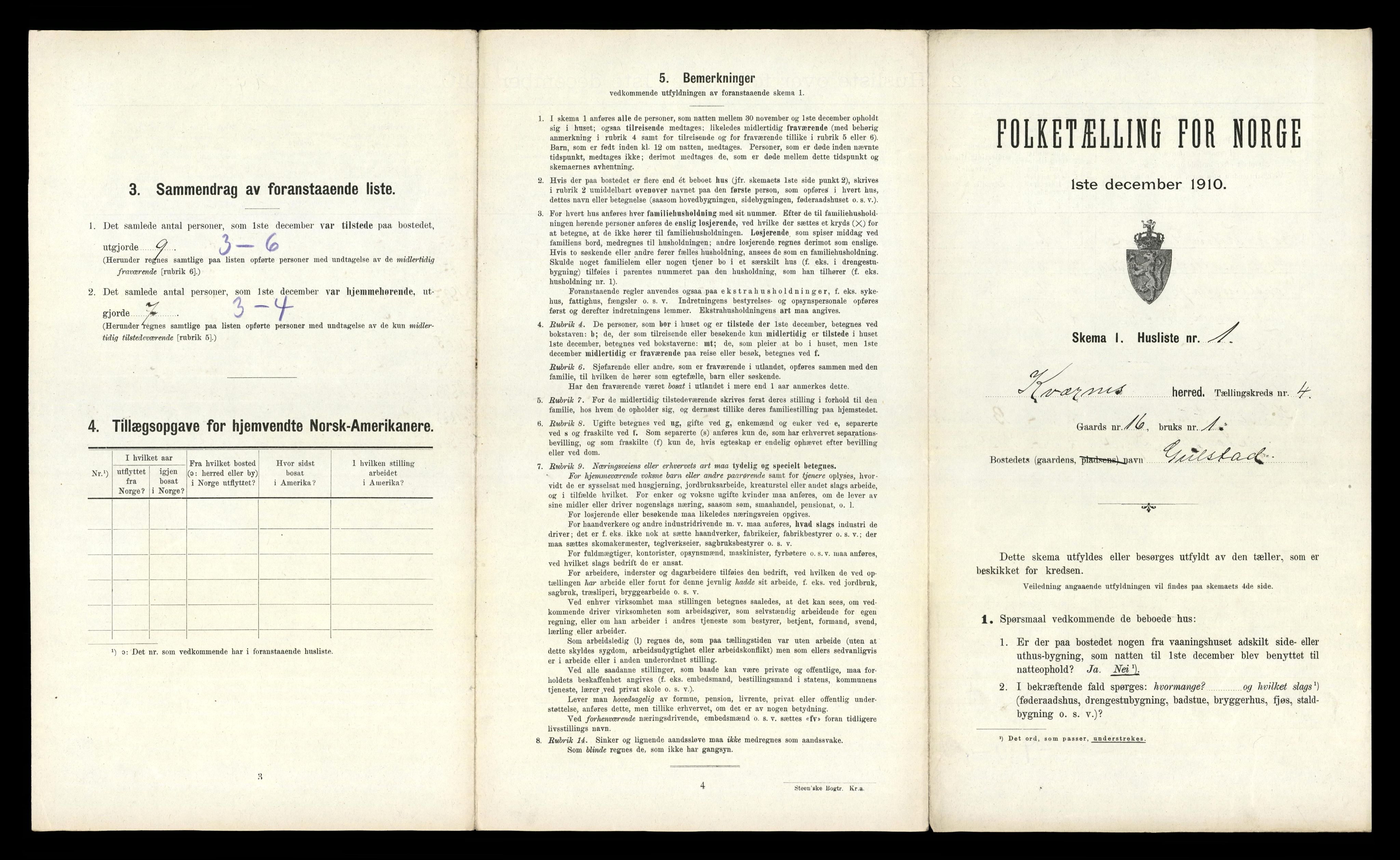 RA, 1910 census for Kvernes, 1910, p. 222