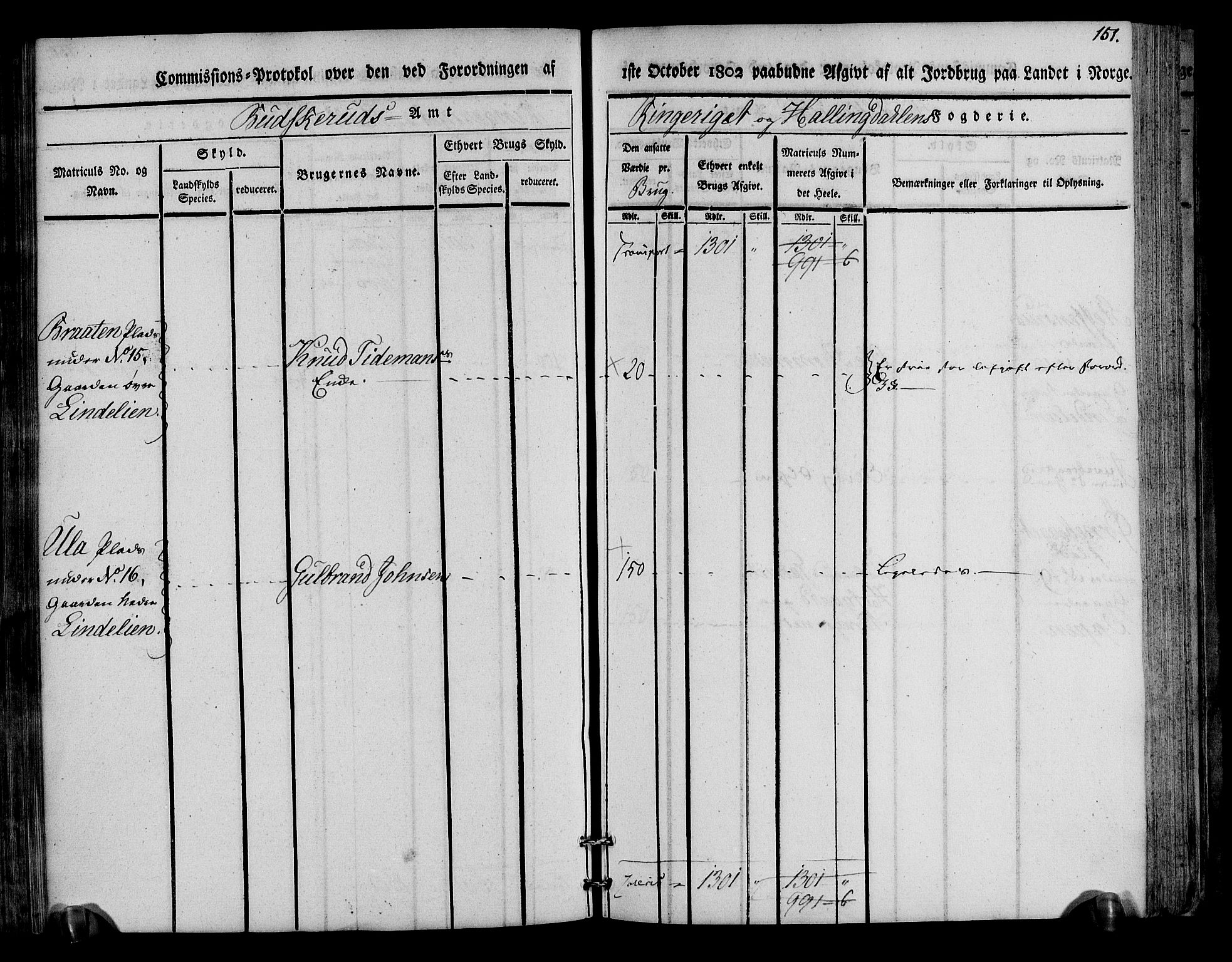 Rentekammeret inntil 1814, Realistisk ordnet avdeling, AV/RA-EA-4070/N/Ne/Nea/L0045: Ringerike og Hallingdal fogderi. Kommisjonsprotokoll for Norderhov prestegjeld, 1803, p. 154