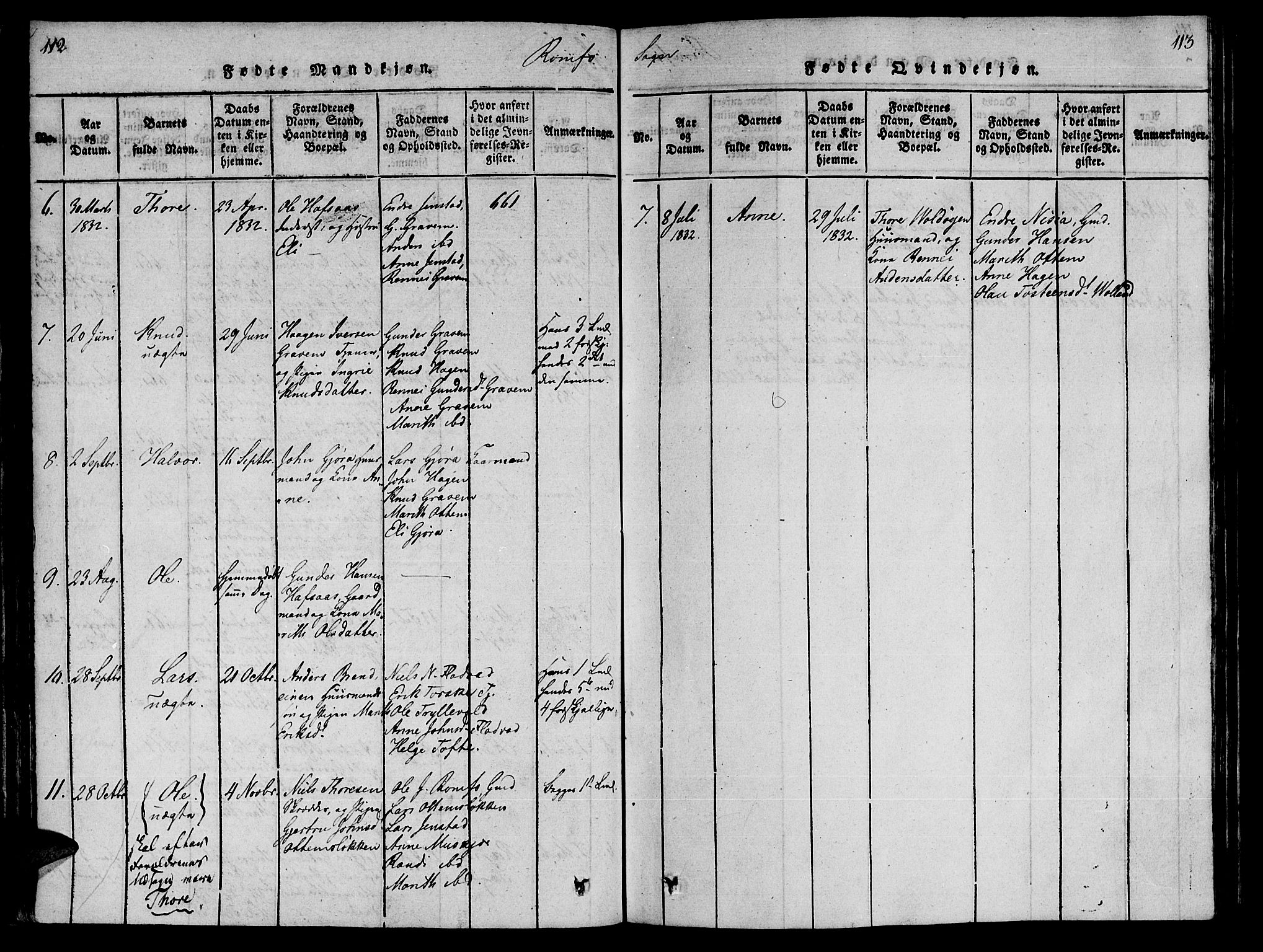 Ministerialprotokoller, klokkerbøker og fødselsregistre - Møre og Romsdal, AV/SAT-A-1454/590/L1010: Parish register (official) no. 590A03 /2, 1820-1832, p. 112-113