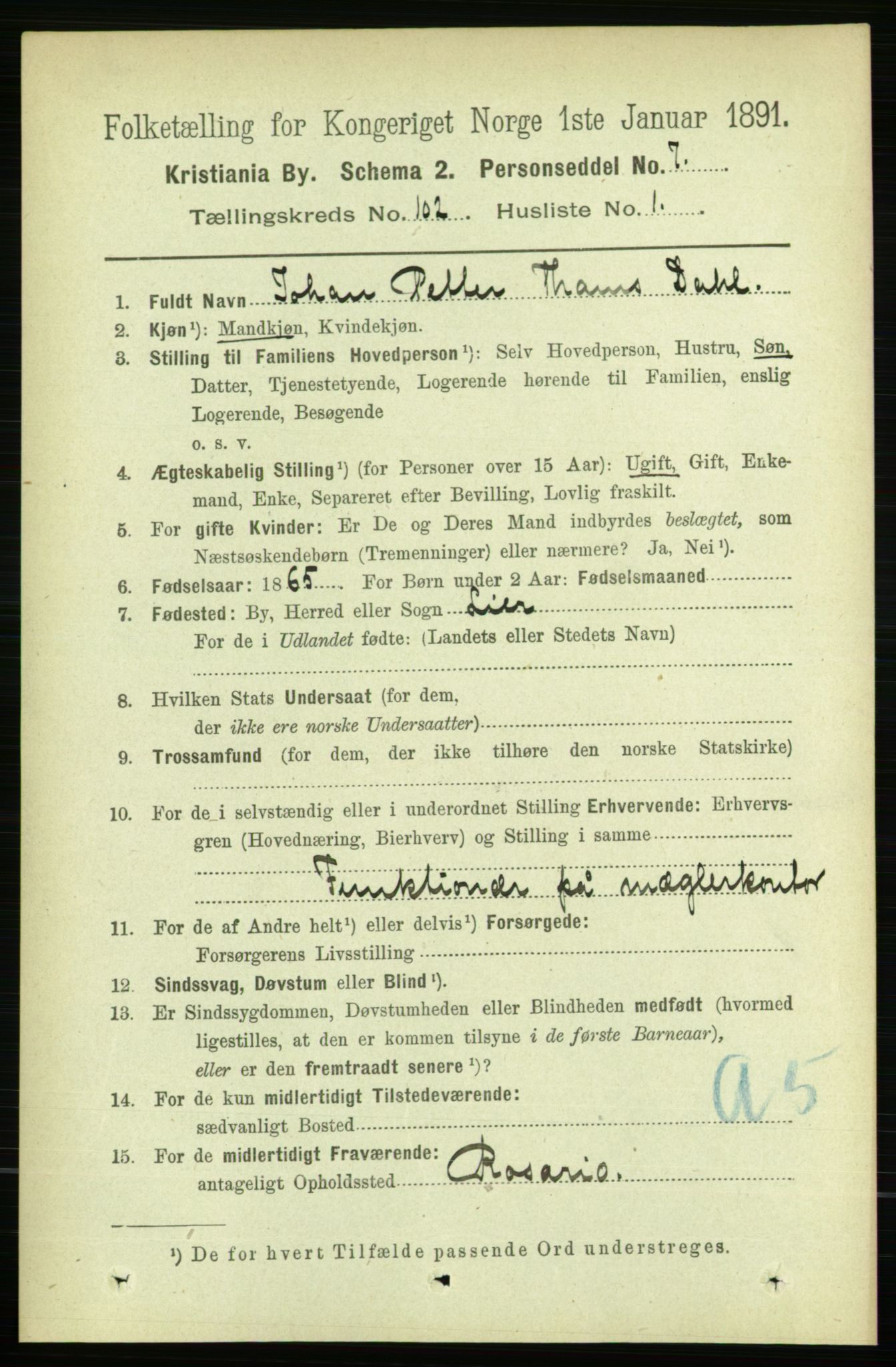 RA, 1891 census for 0301 Kristiania, 1891, p. 50626