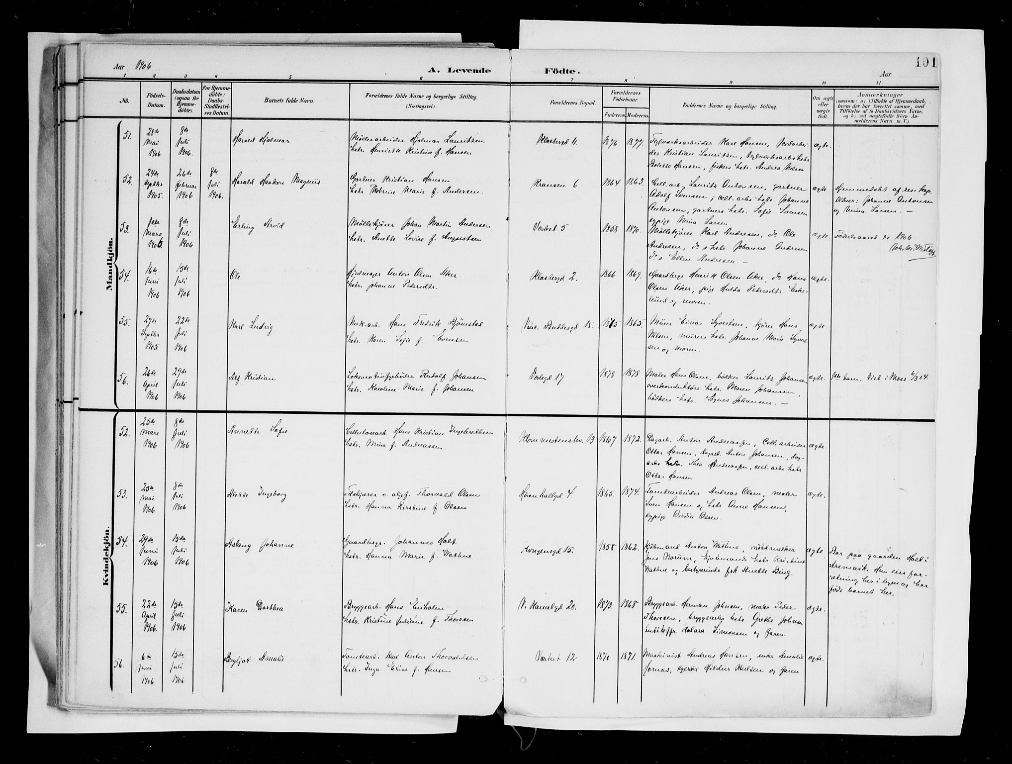 Moss prestekontor Kirkebøker, AV/SAO-A-2003/F/Fb/L0004: Parish register (official) no. II 4, 1902-1912, p. 101