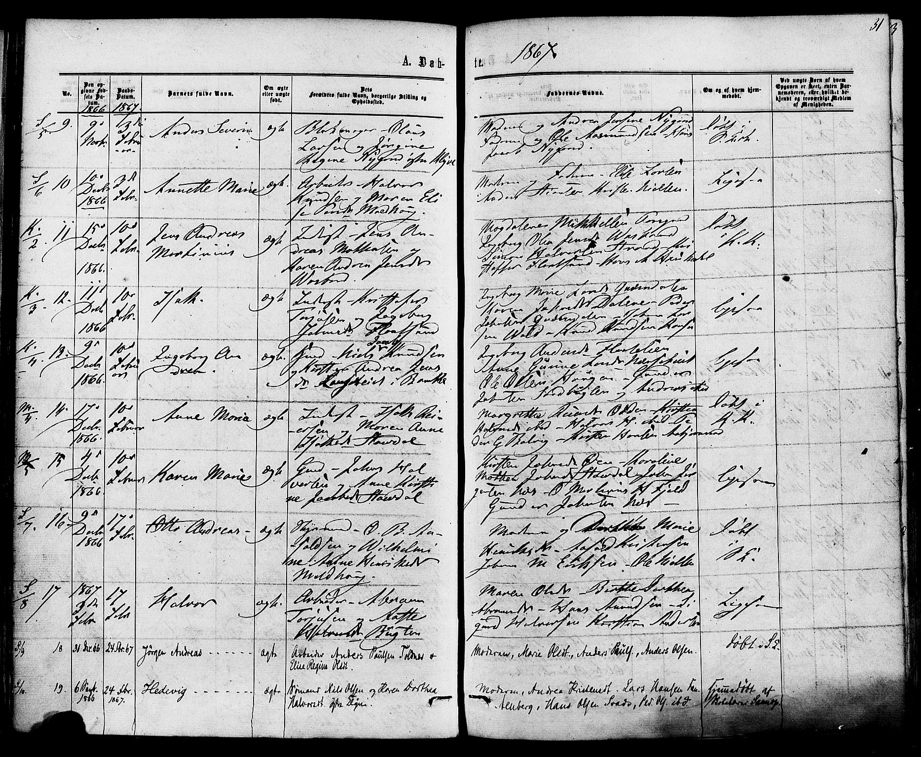 Solum kirkebøker, SAKO/A-306/F/Fa/L0008: Parish register (official) no. I 8, 1865-1876, p. 31