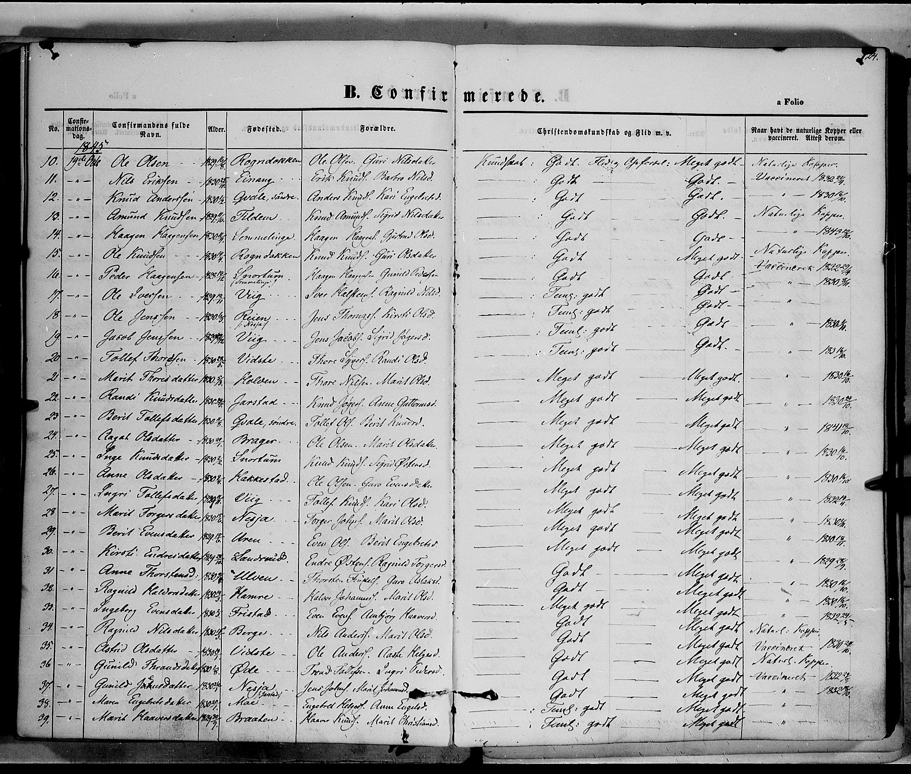 Vestre Slidre prestekontor, AV/SAH-PREST-136/H/Ha/Haa/L0001: Parish register (official) no. 1, 1844-1855, p. 124