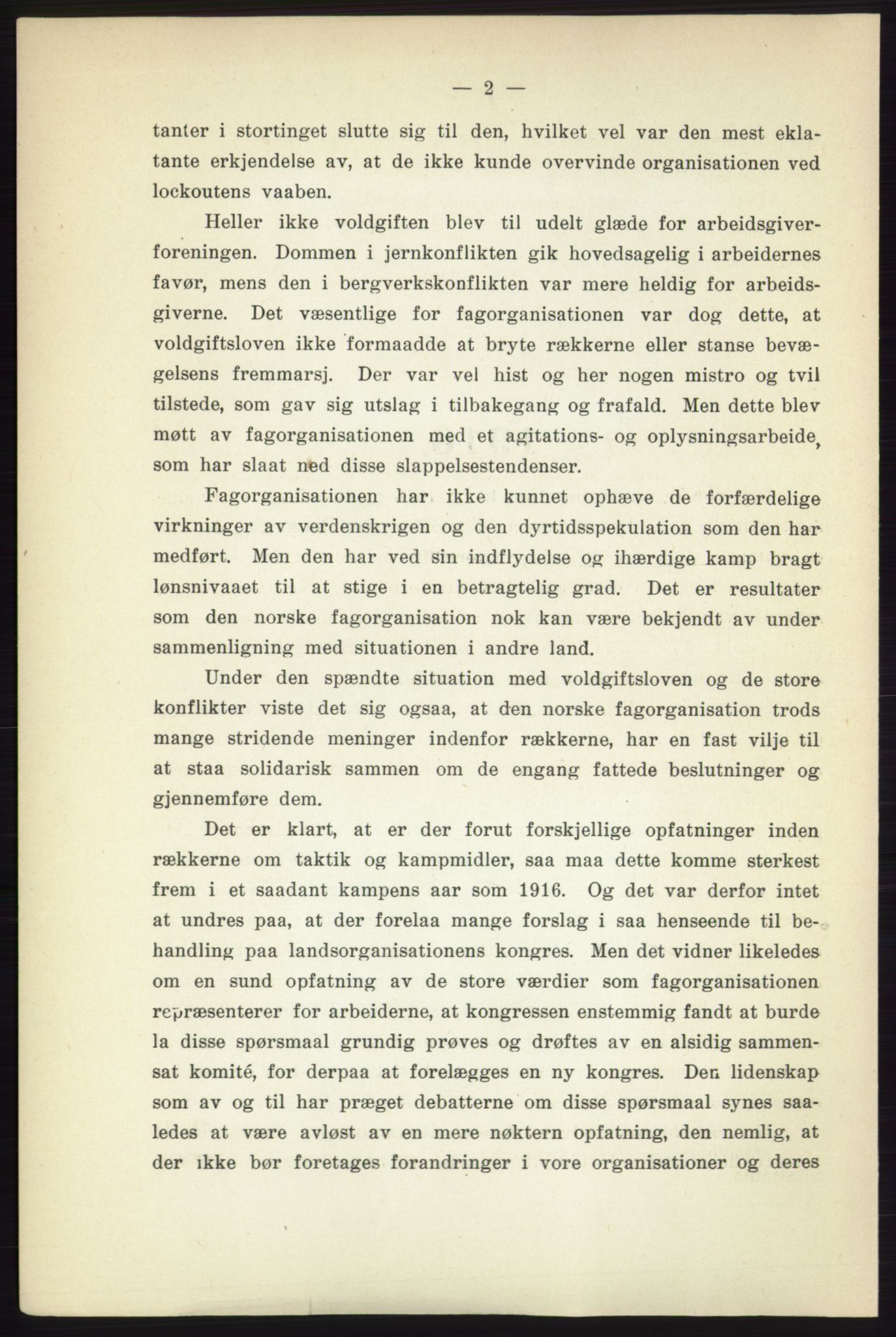 Landsorganisasjonen i Norge - publikasjoner, AAB/-/-/-: Landsorganisationens beretning for 1916, 1916, p. 2