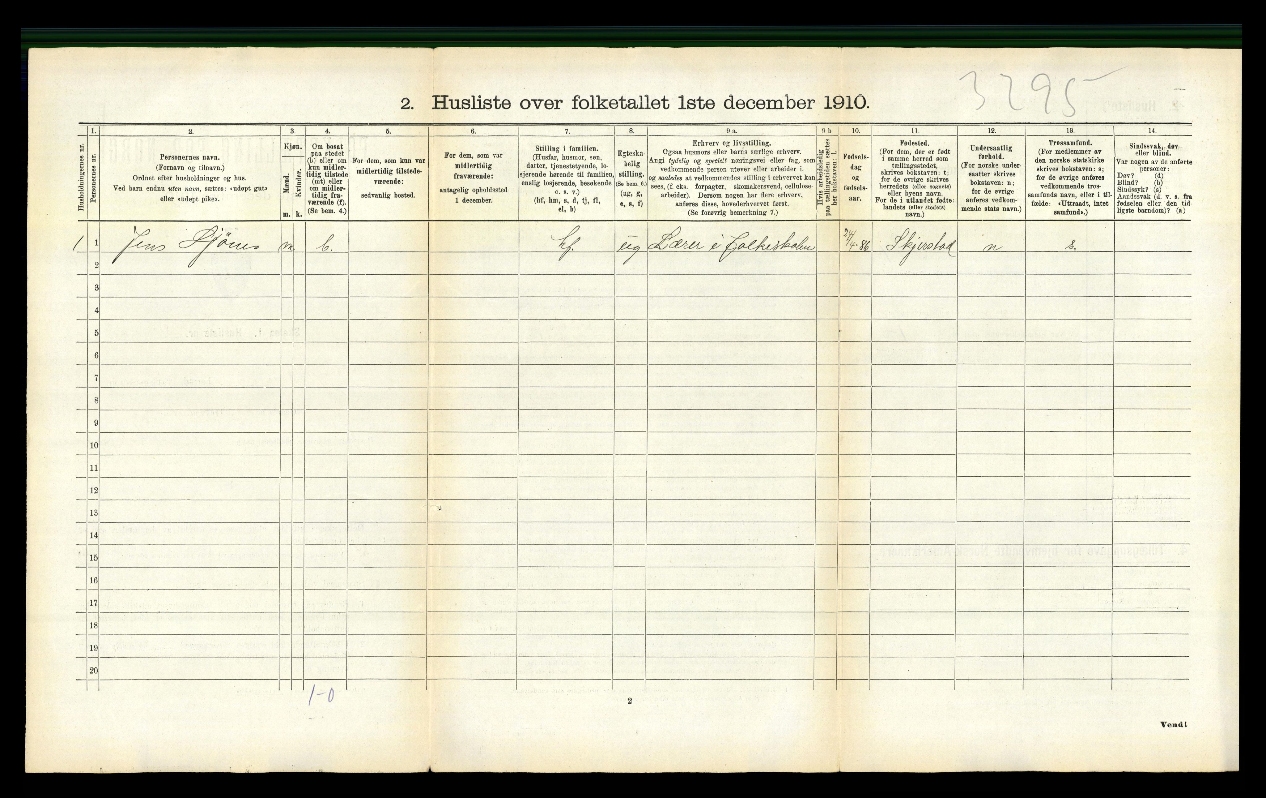 RA, 1910 census for Kjerringøy, 1910, p. 302