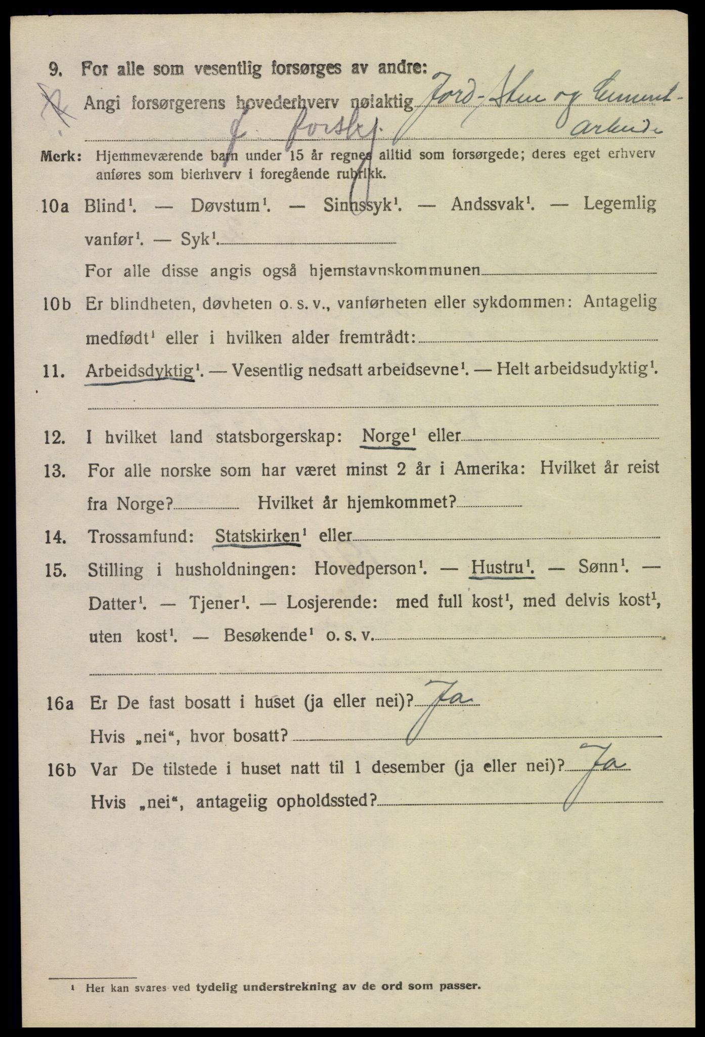 SAK, 1920 census for Oddernes, 1920, p. 7056