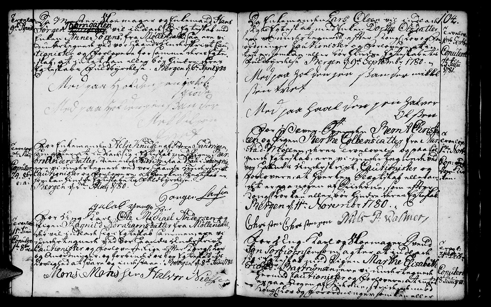 St. Jørgens hospital og Årstad sokneprestembete, AV/SAB-A-99934: Parish register (official) no. A 1, 1743-1823, p. 104