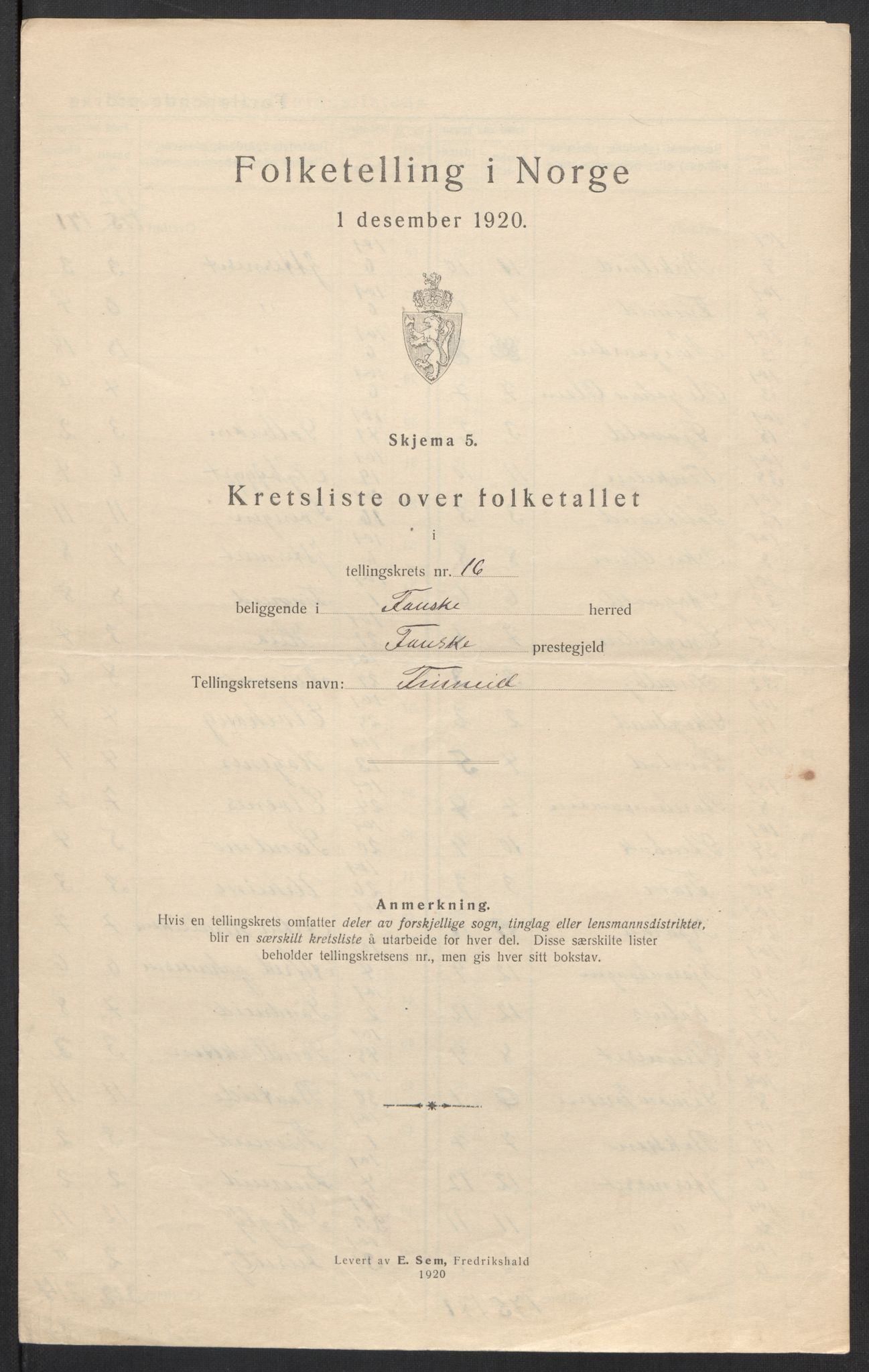 SAT, 1920 census for Fauske, 1920, p. 51