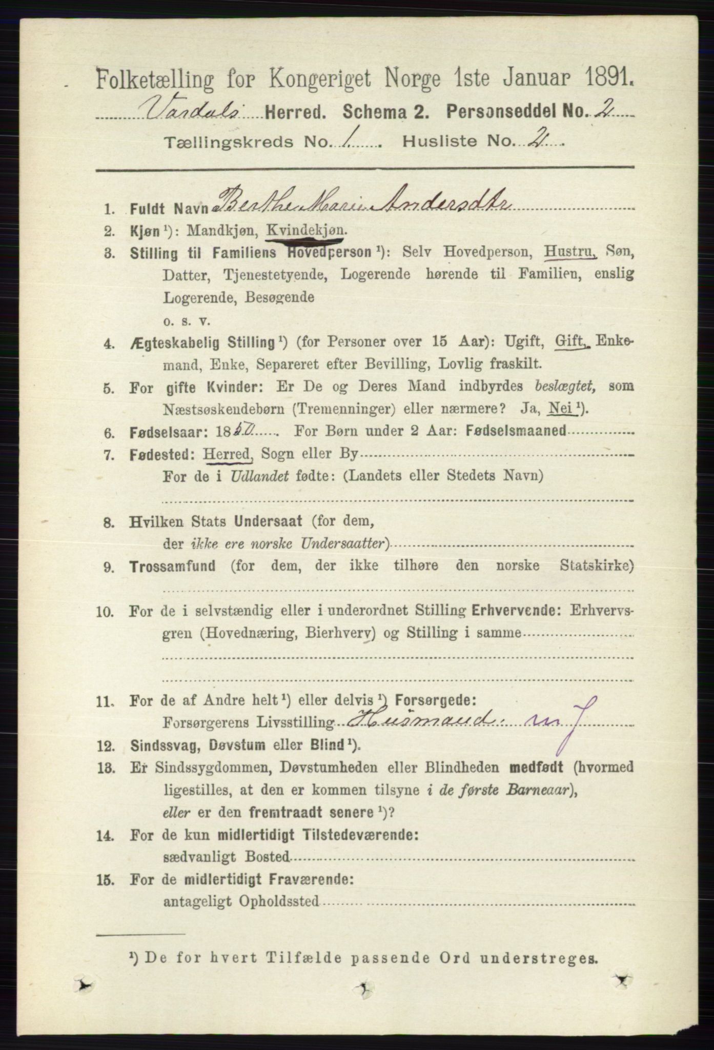 RA, 1891 census for 0527 Vardal, 1891, p. 94