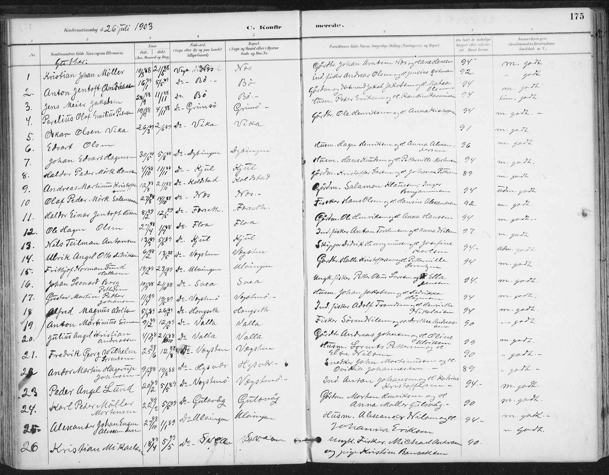 Ministerialprotokoller, klokkerbøker og fødselsregistre - Nordland, AV/SAT-A-1459/816/L0244: Parish register (official) no. 816A10, 1886-1903, p. 175