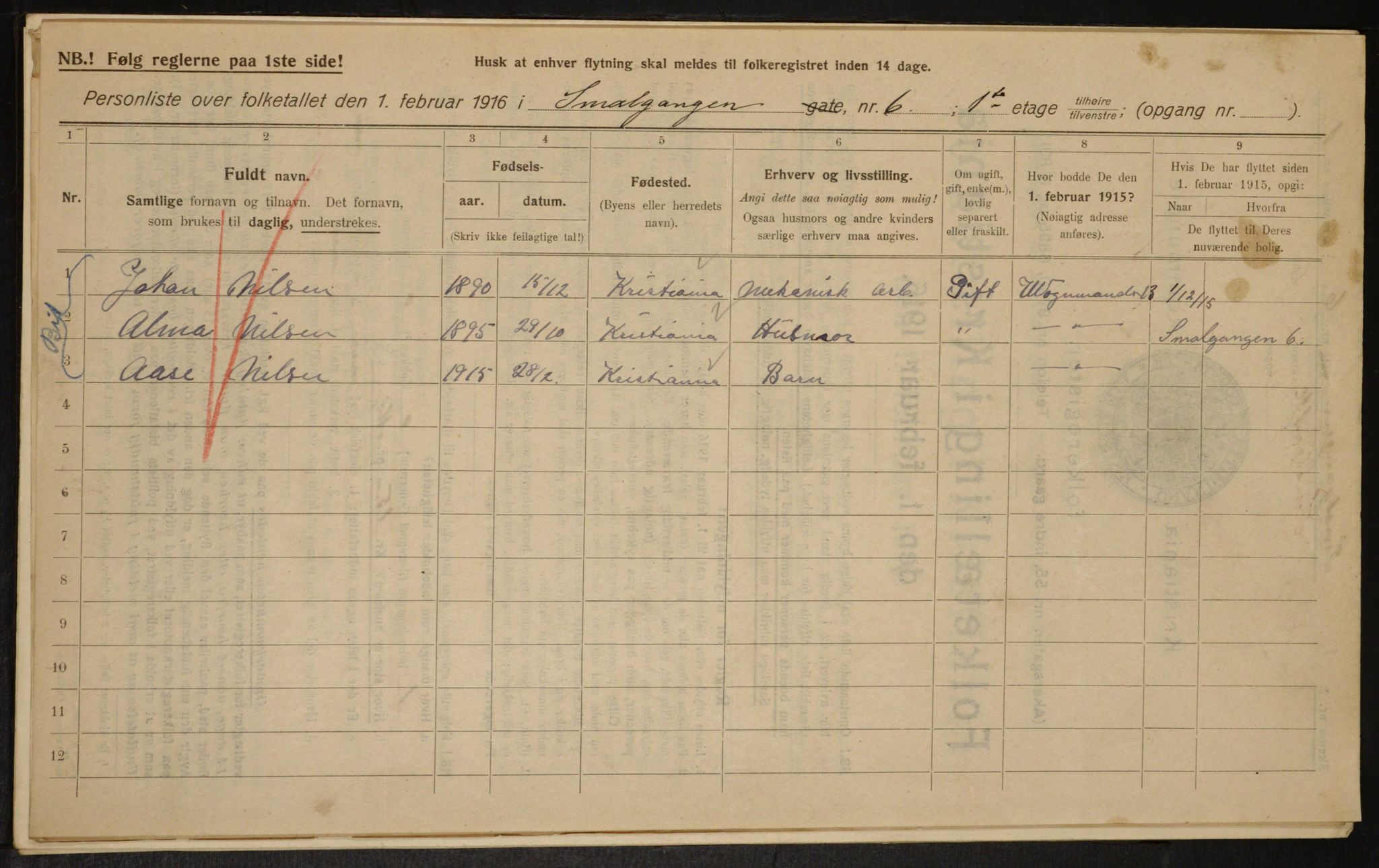 OBA, Municipal Census 1916 for Kristiania, 1916, p. 99464