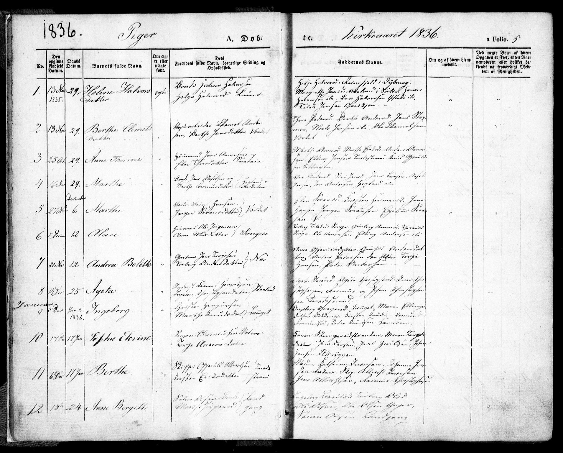 Holt sokneprestkontor, SAK/1111-0021/F/Fa/L0007: Parish register (official) no. A 7, 1836-1848, p. 5