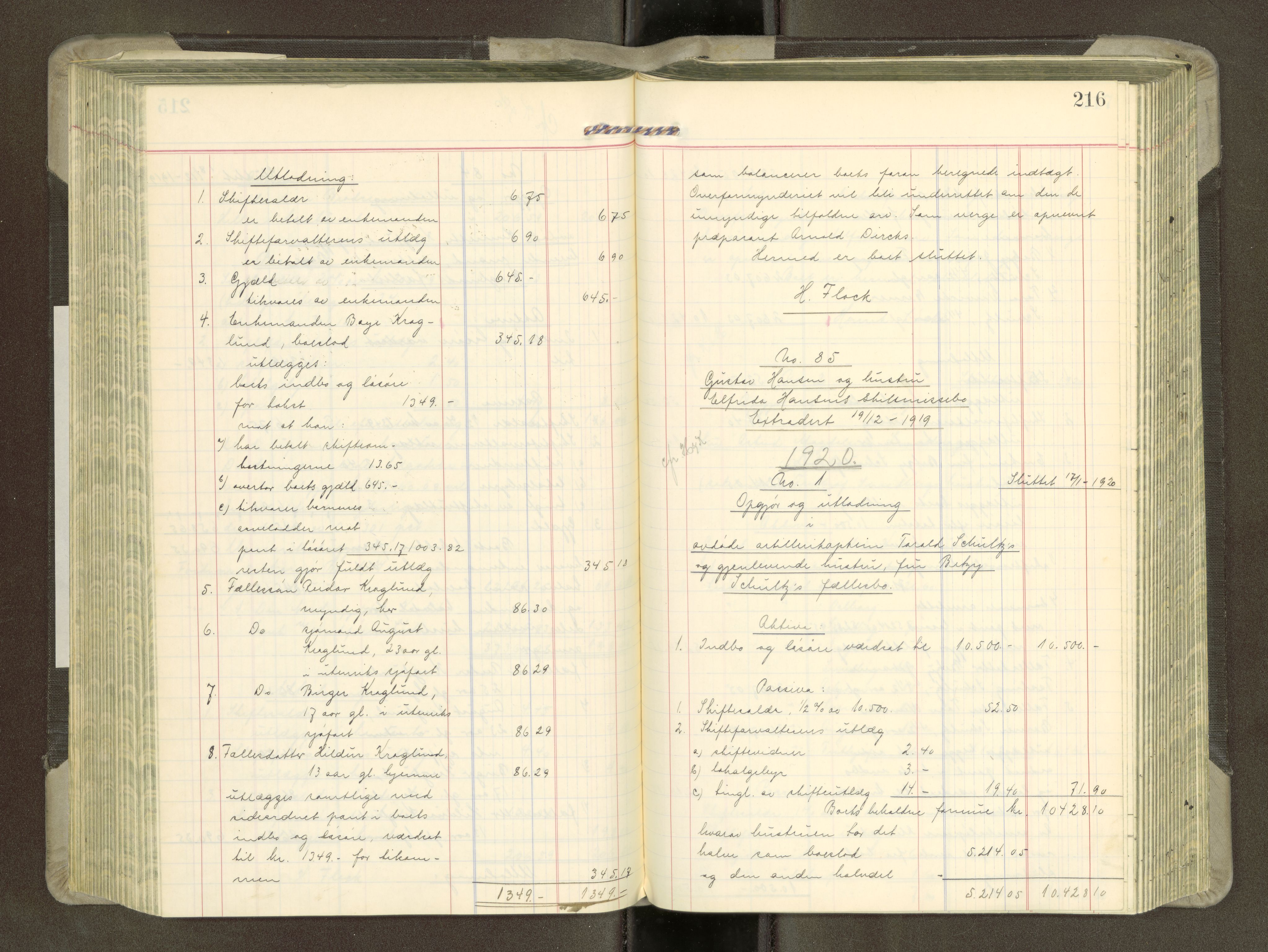 Trondheim byfogd, SAT/A-0003/1/3/3A/L0043: Skifteutlodningsprotokoll - 15/7-4/3. (m/ register), 1918-1922, p. 216