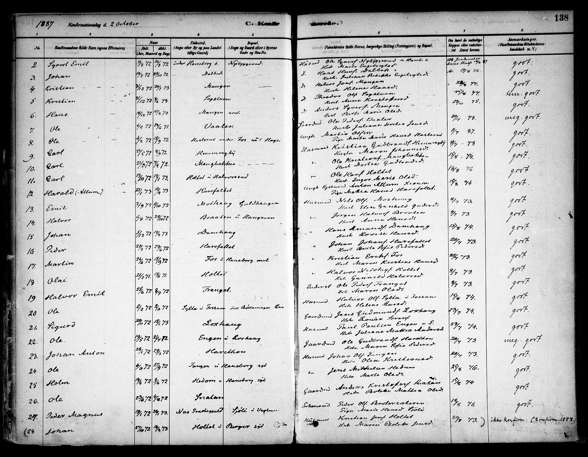 Aurskog prestekontor Kirkebøker, SAO/A-10304a/F/Fa/L0008: Parish register (official) no. I 8, 1878-1937, p. 138