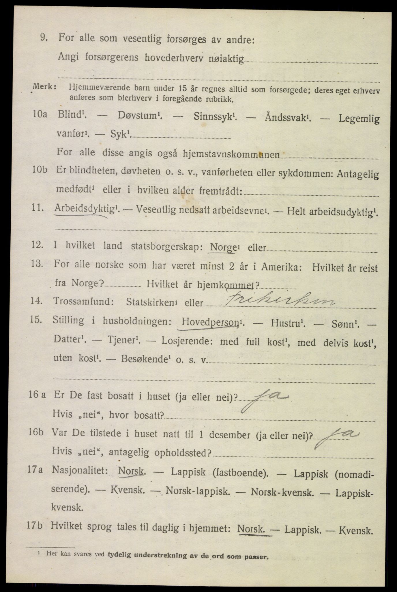 SAT, 1920 census for Sortland, 1920, p. 7007