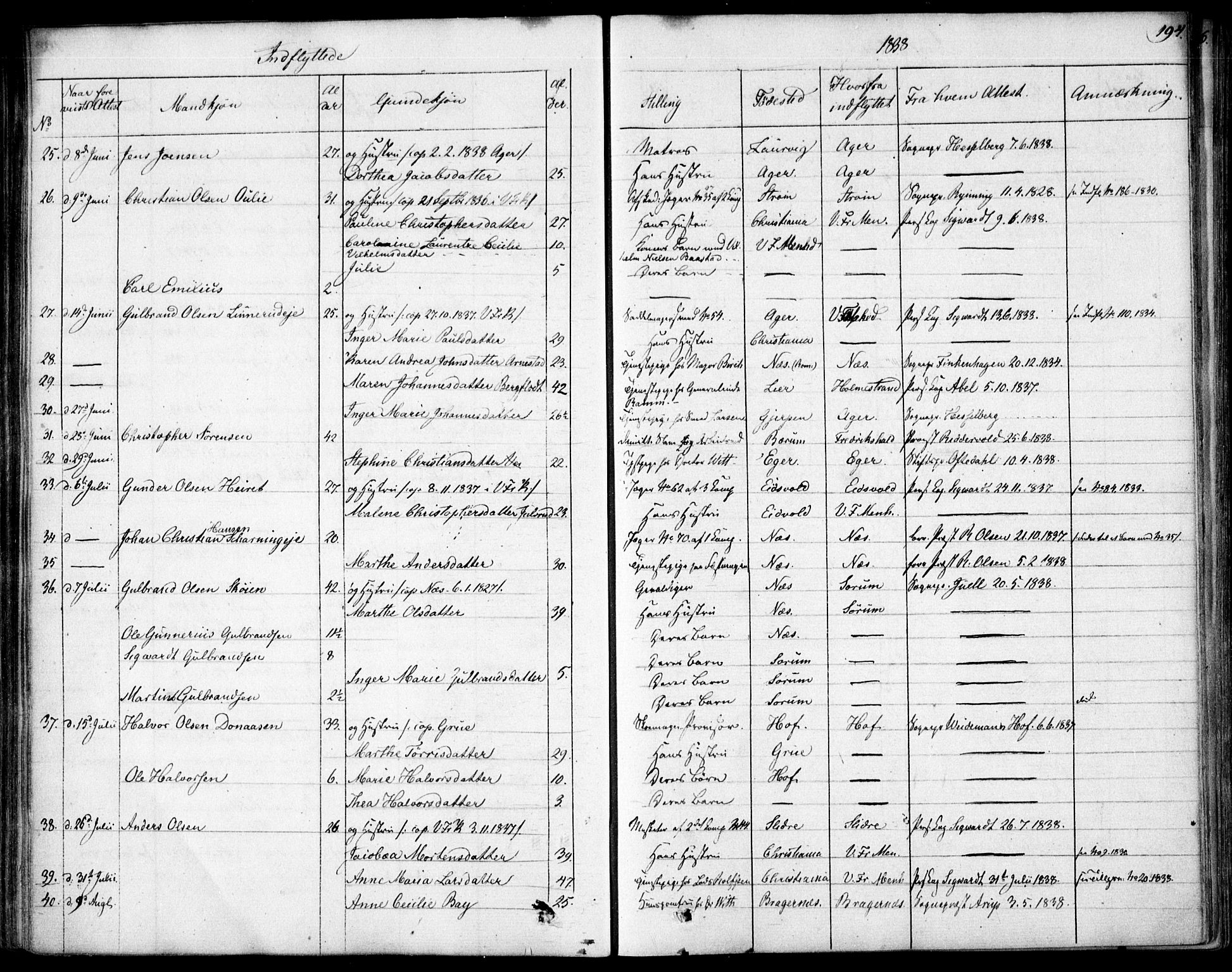 Garnisonsmenigheten Kirkebøker, SAO/A-10846/F/Fa/L0007: Parish register (official) no. 7, 1828-1881, p. 194