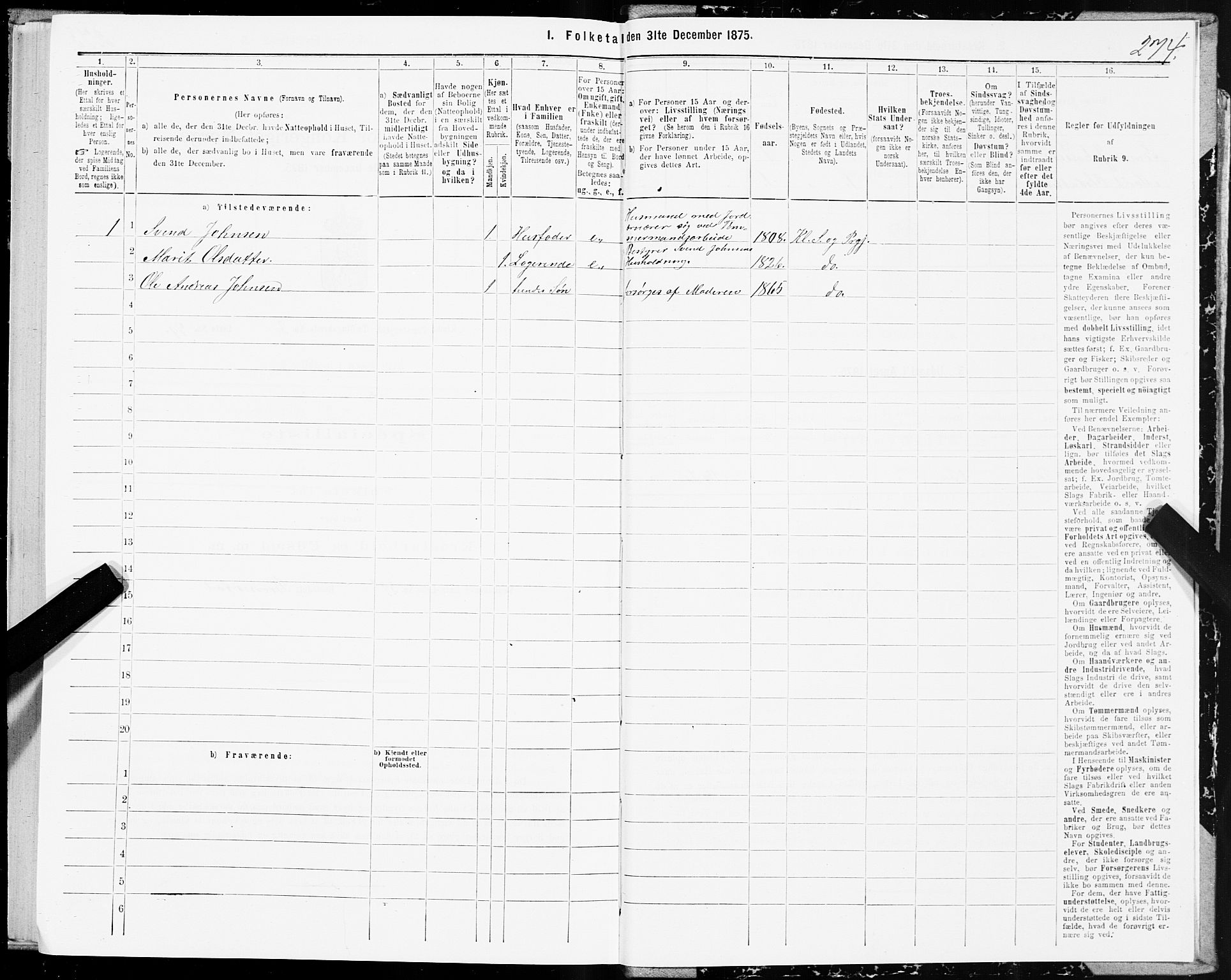 SAT, 1875 census for 1662P Klæbu, 1875, p. 1274