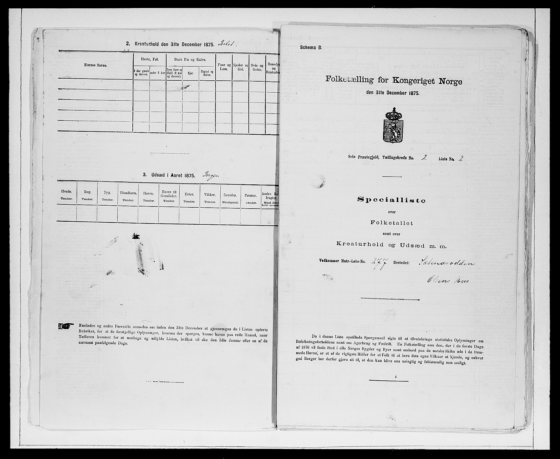 SAB, 1875 Census for 1441P Selje, 1875, p. 209