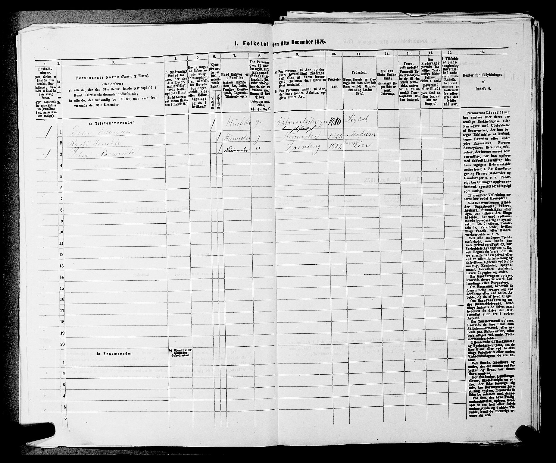 SAKO, 1875 census for 0626P Lier, 1875, p. 948