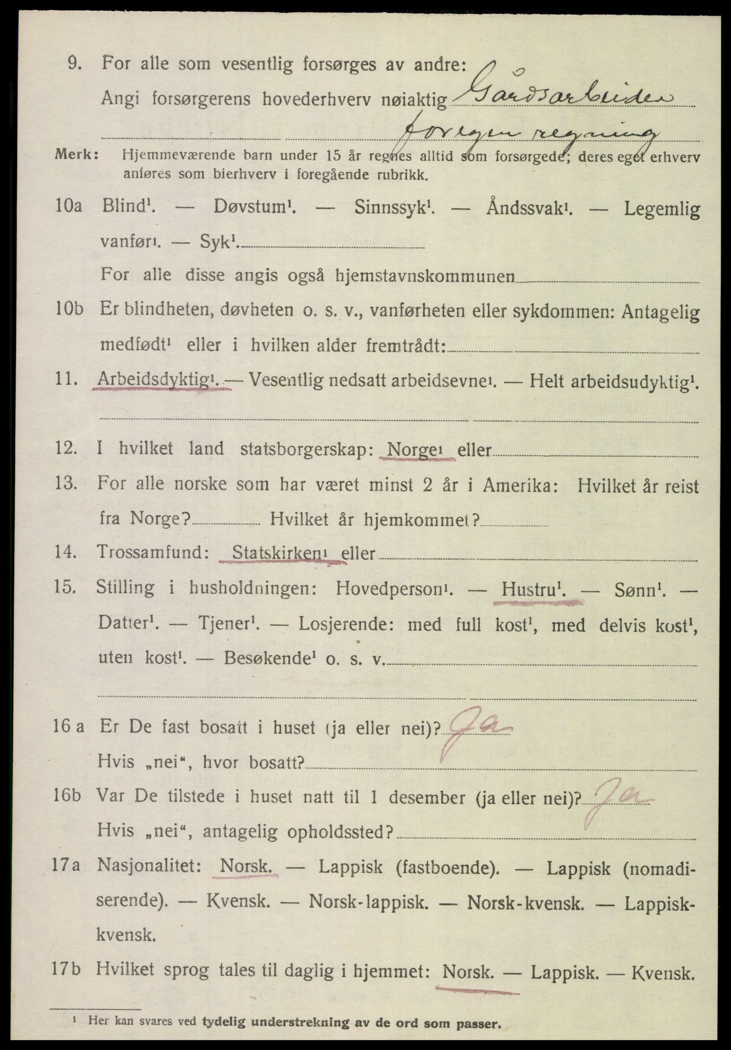 SAT, 1920 census for Nordfold, 1920, p. 2668