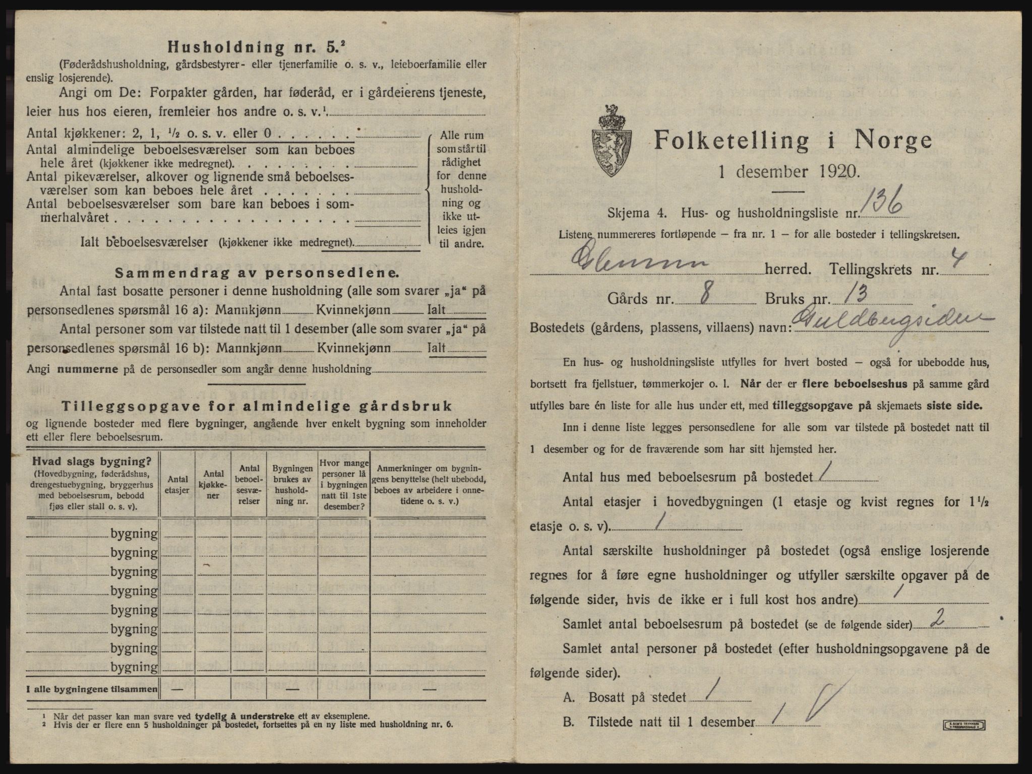 SAO, 1920 census for Glemmen, 1920, p. 899