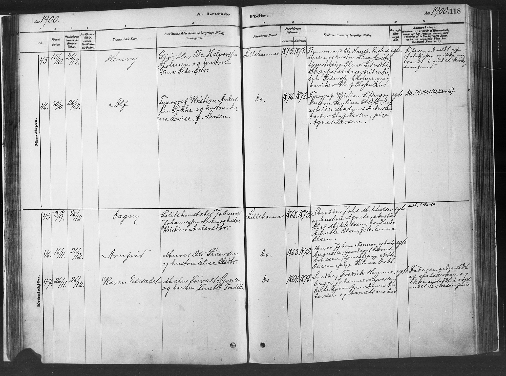 Fåberg prestekontor, SAH/PREST-086/H/Ha/Haa/L0010: Parish register (official) no. 10, 1879-1900, p. 118