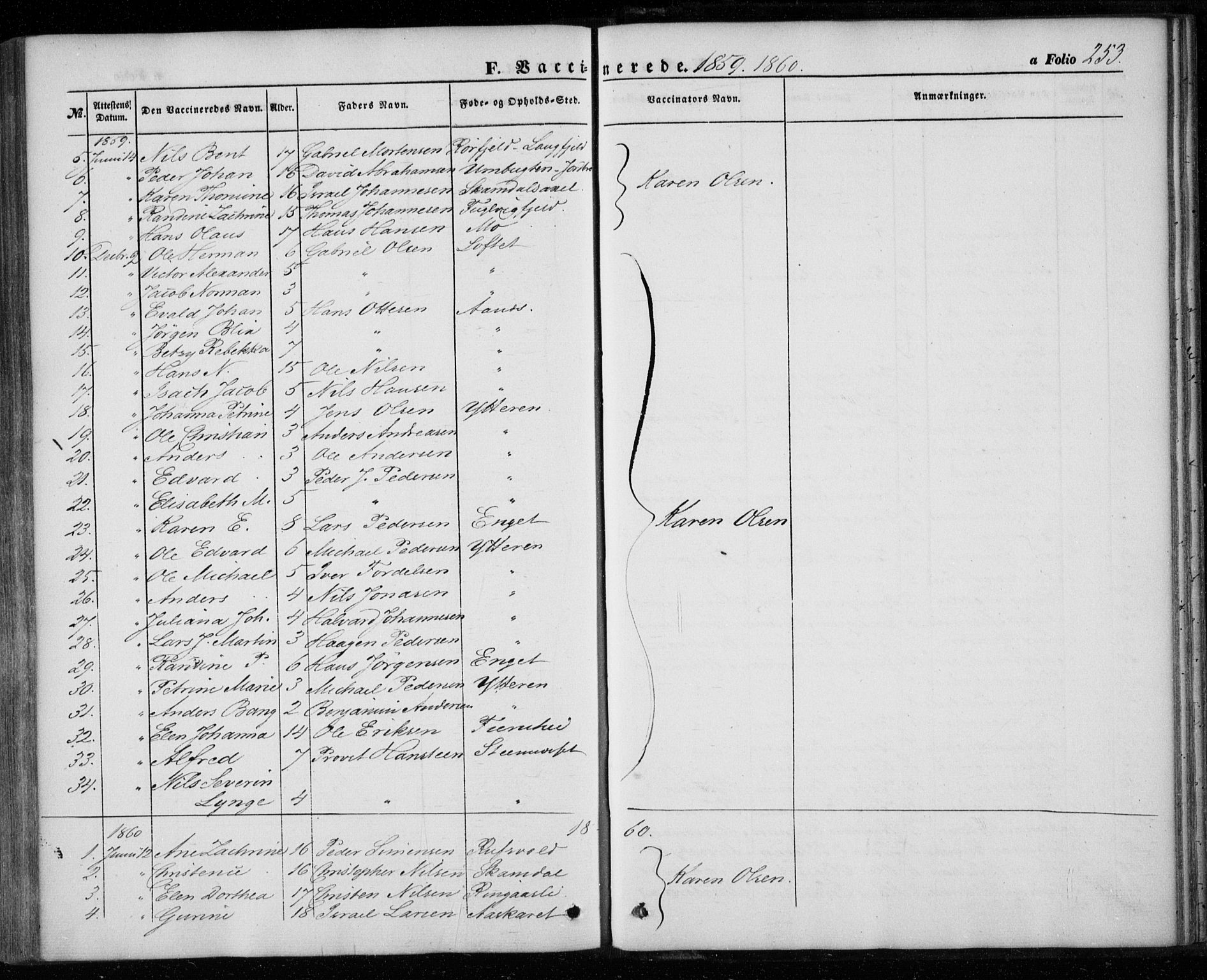 Ministerialprotokoller, klokkerbøker og fødselsregistre - Nordland, SAT/A-1459/827/L0392: Parish register (official) no. 827A04, 1853-1866, p. 253