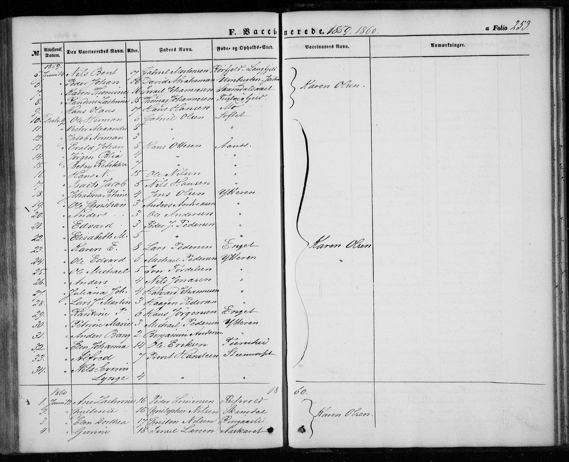 Ministerialprotokoller, klokkerbøker og fødselsregistre - Nordland, AV/SAT-A-1459/827/L0392: Parish register (official) no. 827A04, 1853-1866, p. 253