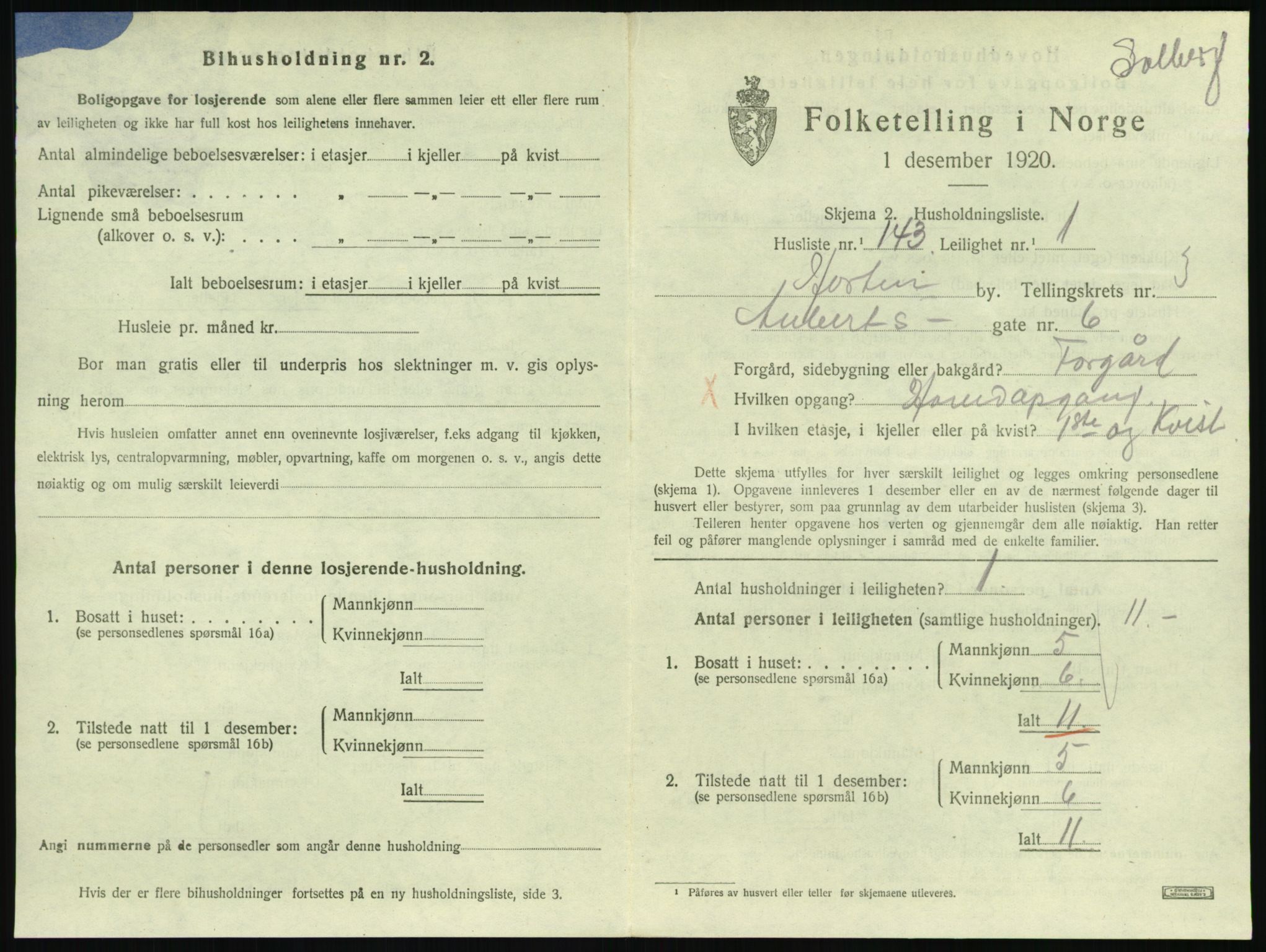 SAKO, 1920 census for Horten, 1920, p. 4601