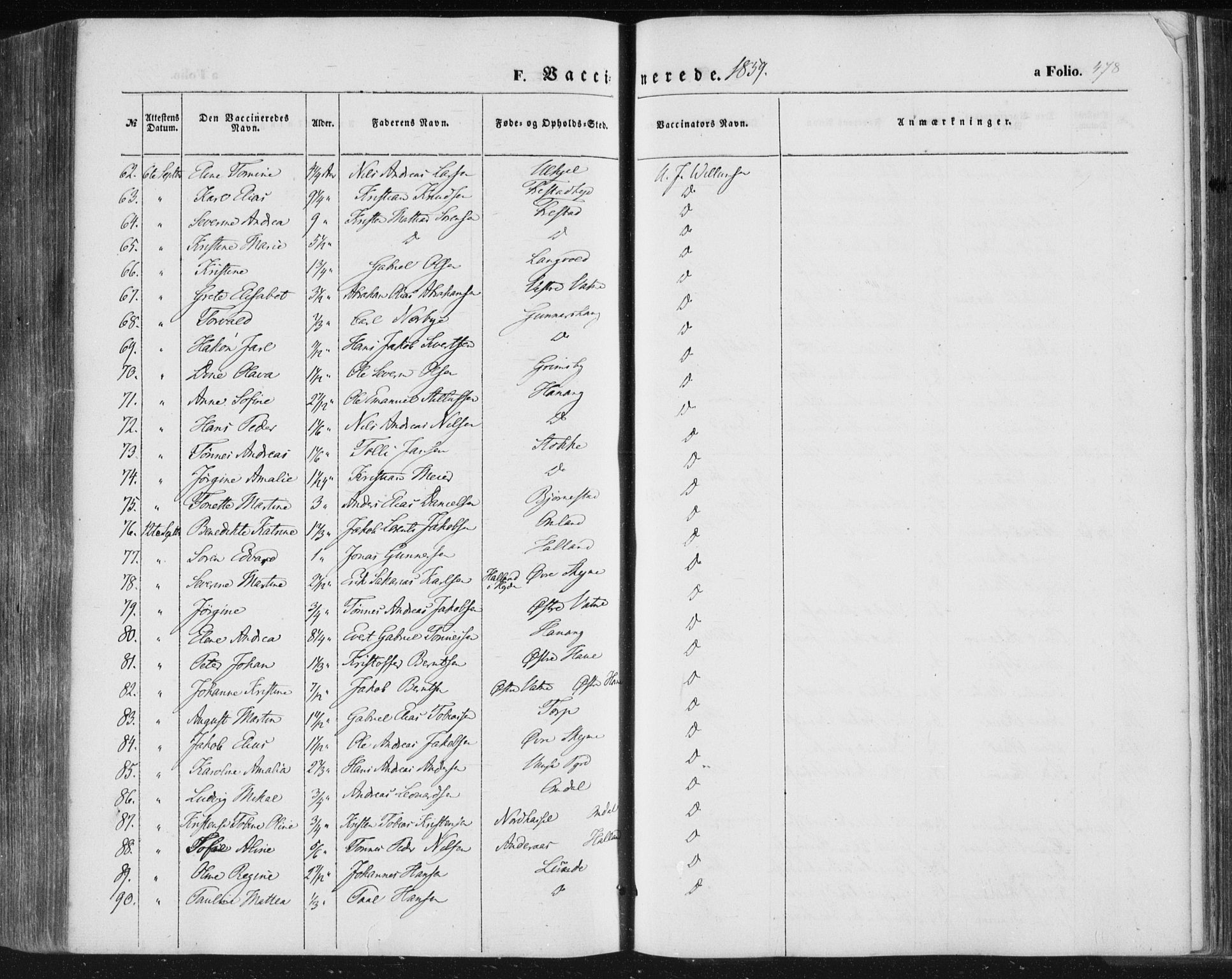 Lista sokneprestkontor, AV/SAK-1111-0027/F/Fa/L0010: Parish register (official) no. A 10, 1846-1861, p. 478