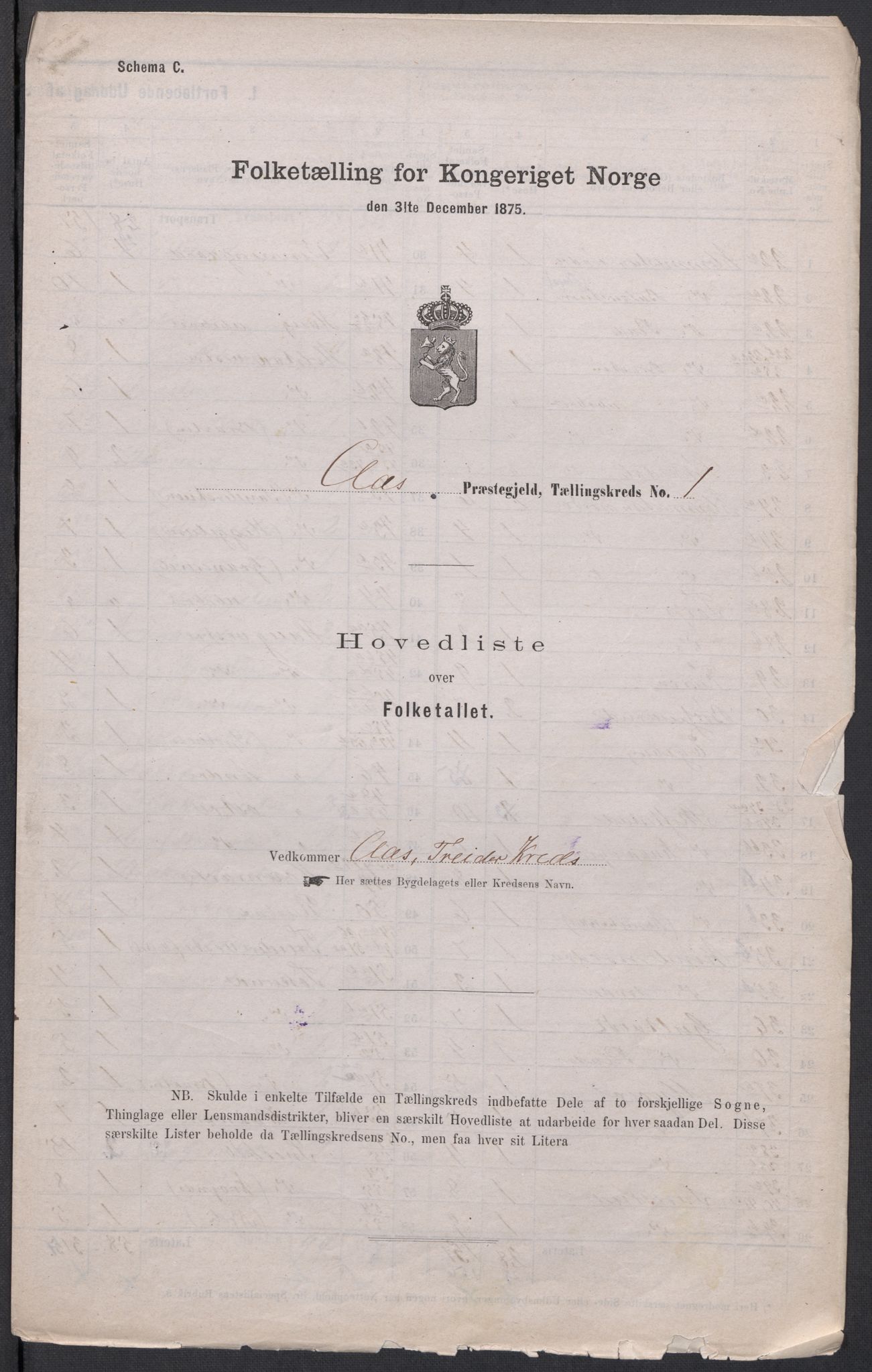 RA, 1875 census for 0214P Ås, 1875, p. 1