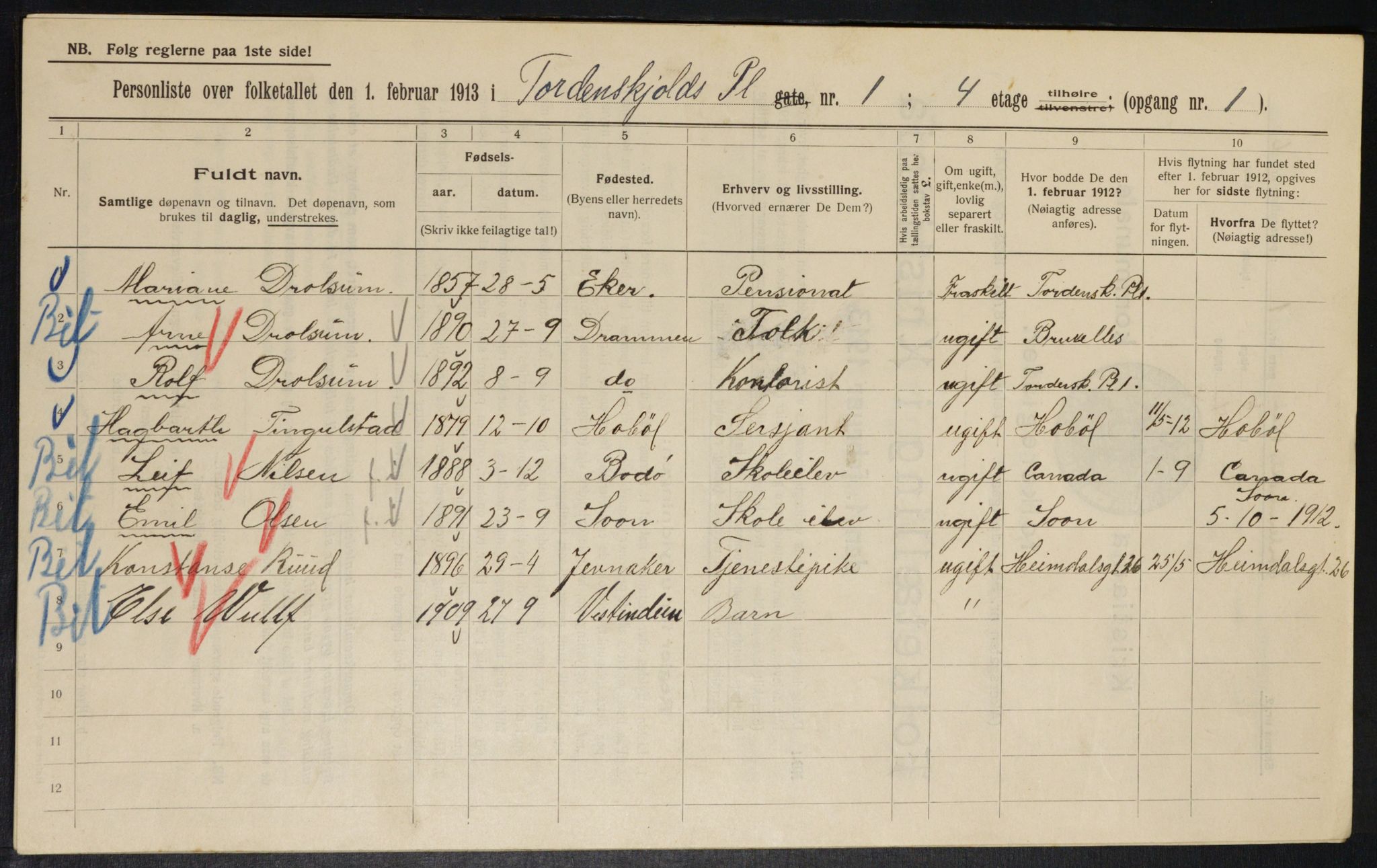 OBA, Municipal Census 1913 for Kristiania, 1913, p. 113827