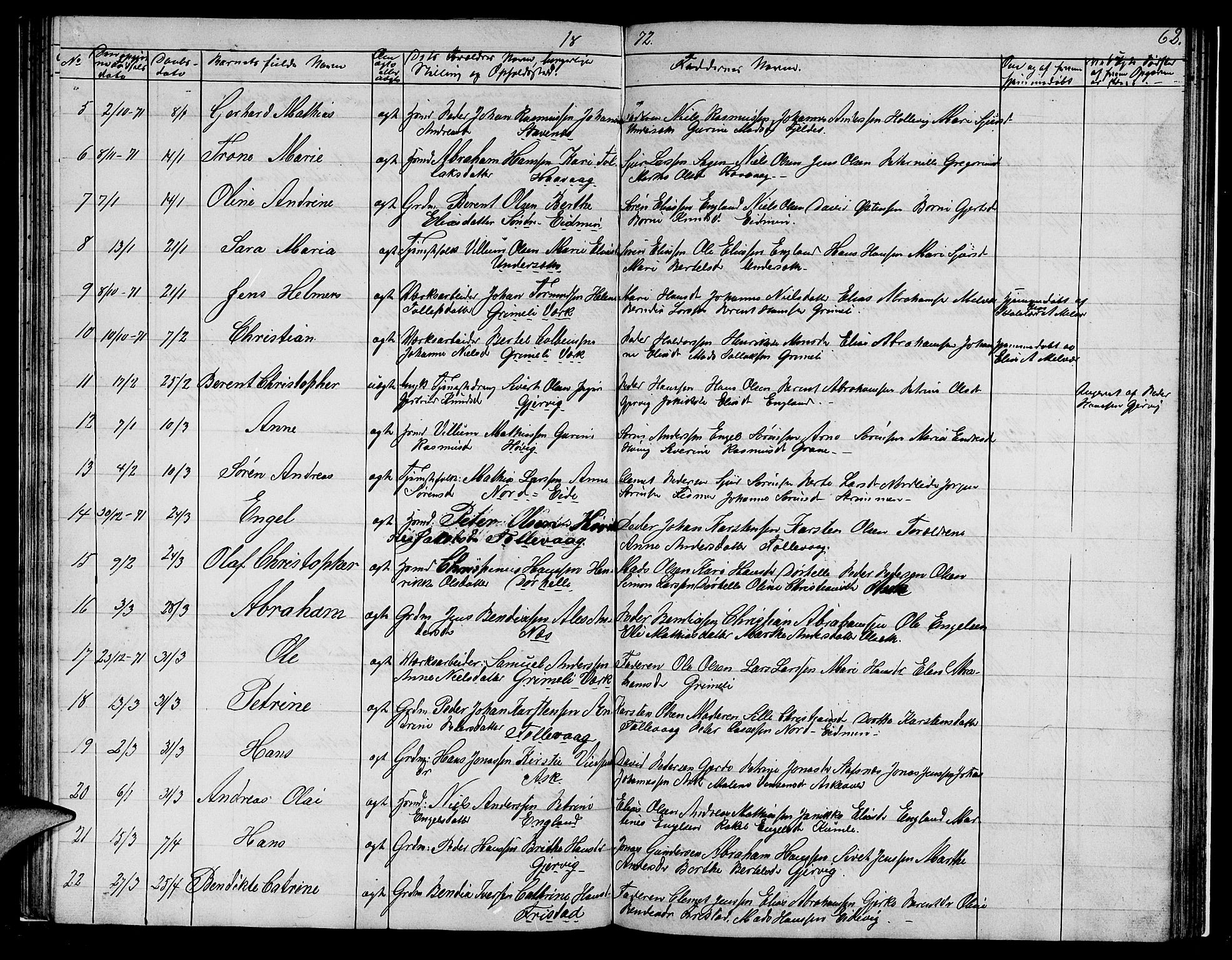 Askvoll sokneprestembete, SAB/A-79501/H/Hab/Haba/L0001: Parish register (copy) no. A 1, 1853-1872, p. 62