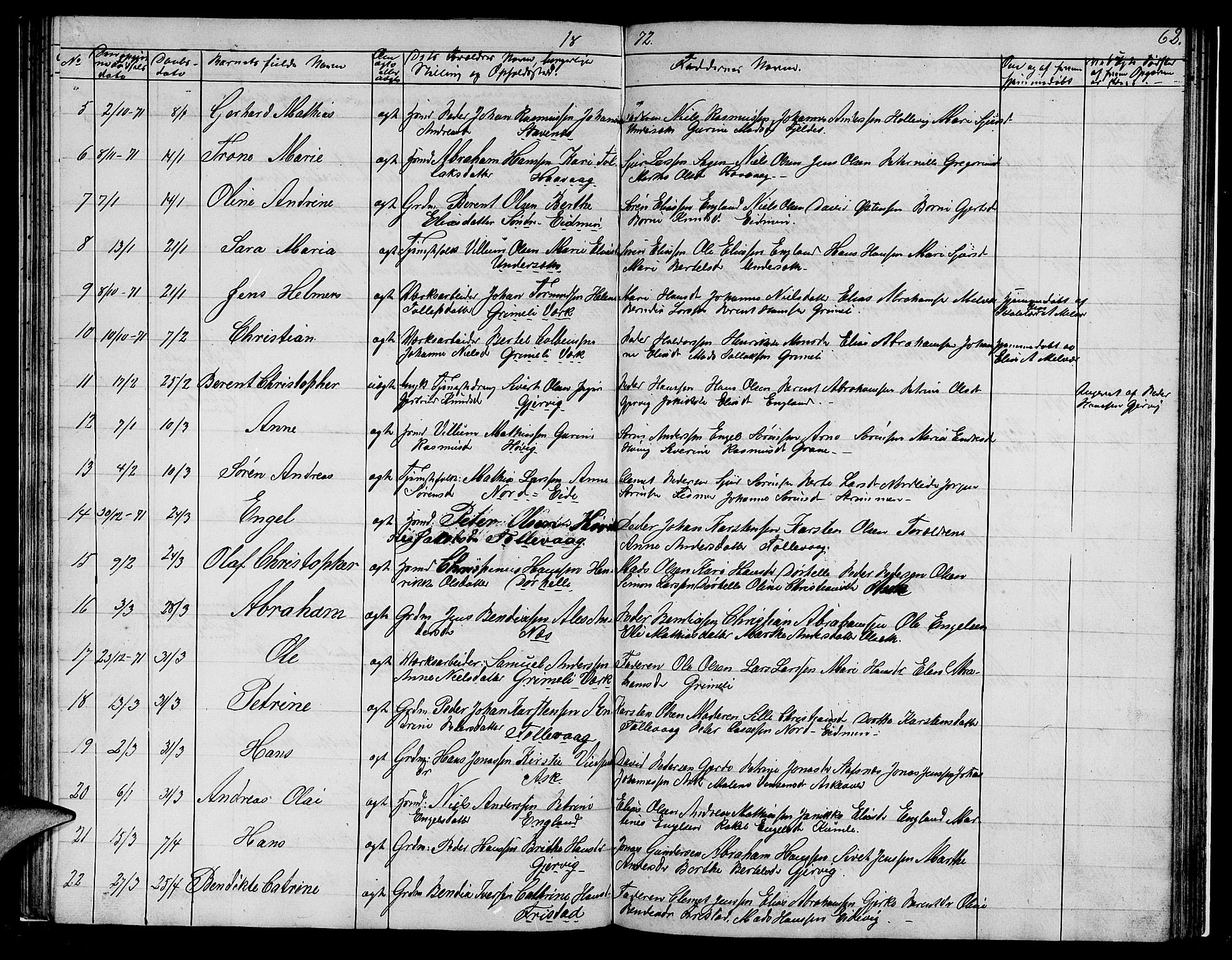 Askvoll sokneprestembete, AV/SAB-A-79501/H/Hab/Haba/L0001: Parish register (copy) no. A 1, 1853-1872, p. 62