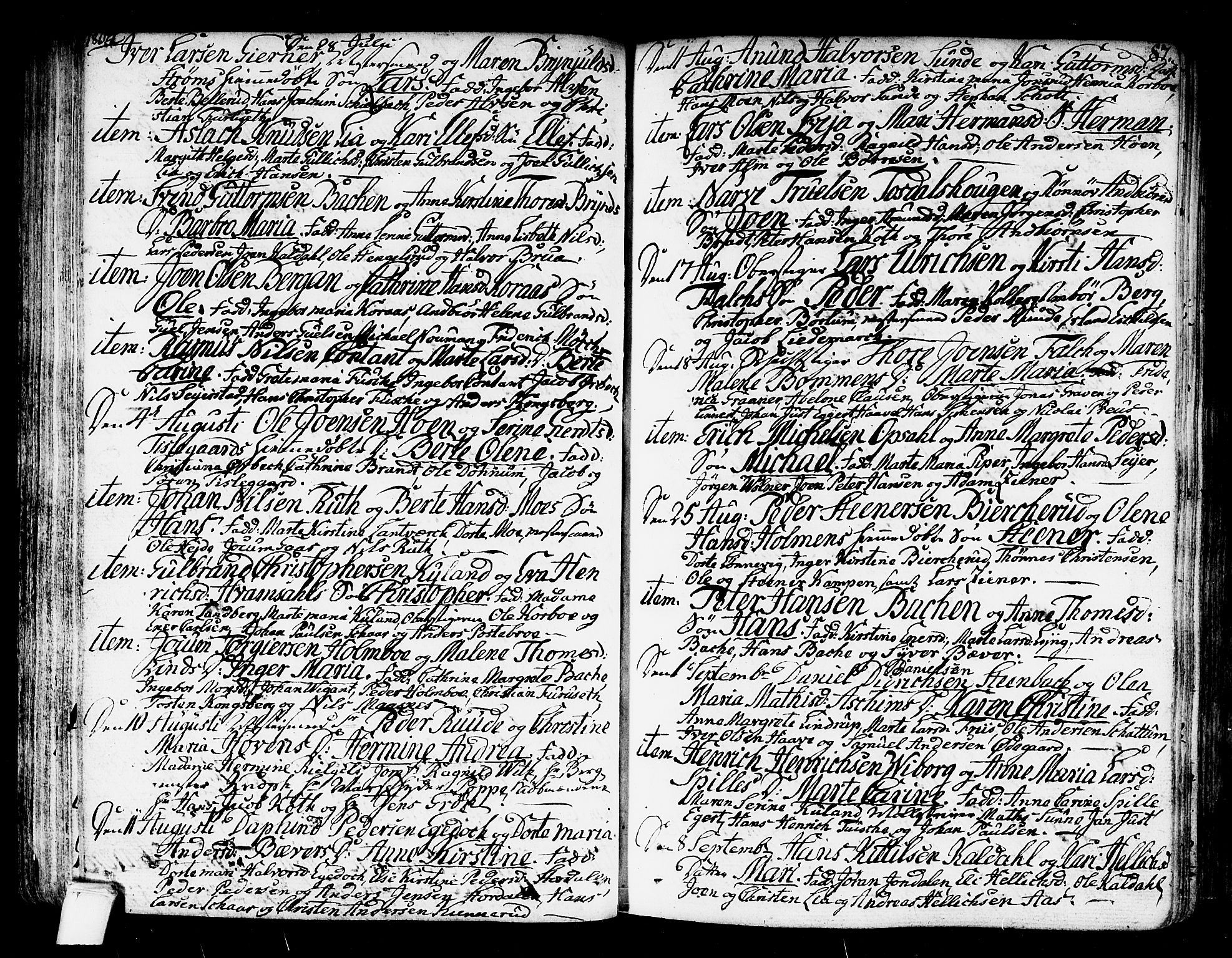 Kongsberg kirkebøker, AV/SAKO-A-22/F/Fa/L0007: Parish register (official) no. I 7, 1795-1816, p. 87