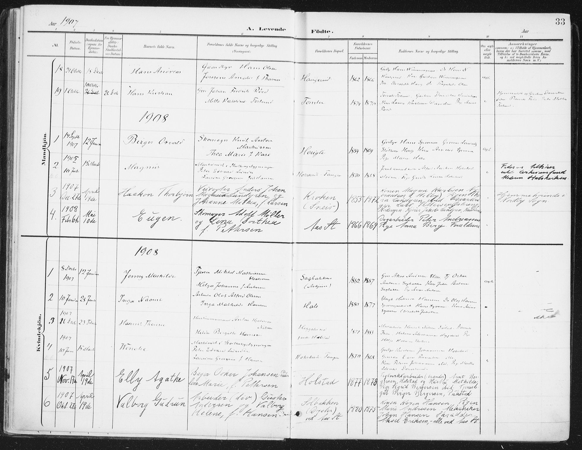 Ås prestekontor Kirkebøker, SAO/A-10894/F/Fa/L0010: Parish register (official) no. I 10, 1900-1918, p. 33