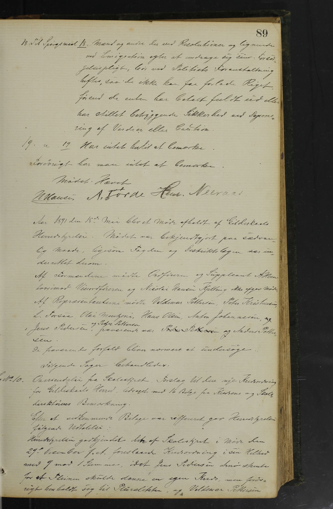 Gildeskål kommune. Formannskapet, AIN/K-18380.150/100/L0002: Møtebok formannskapet, 1880-1903, p. 89