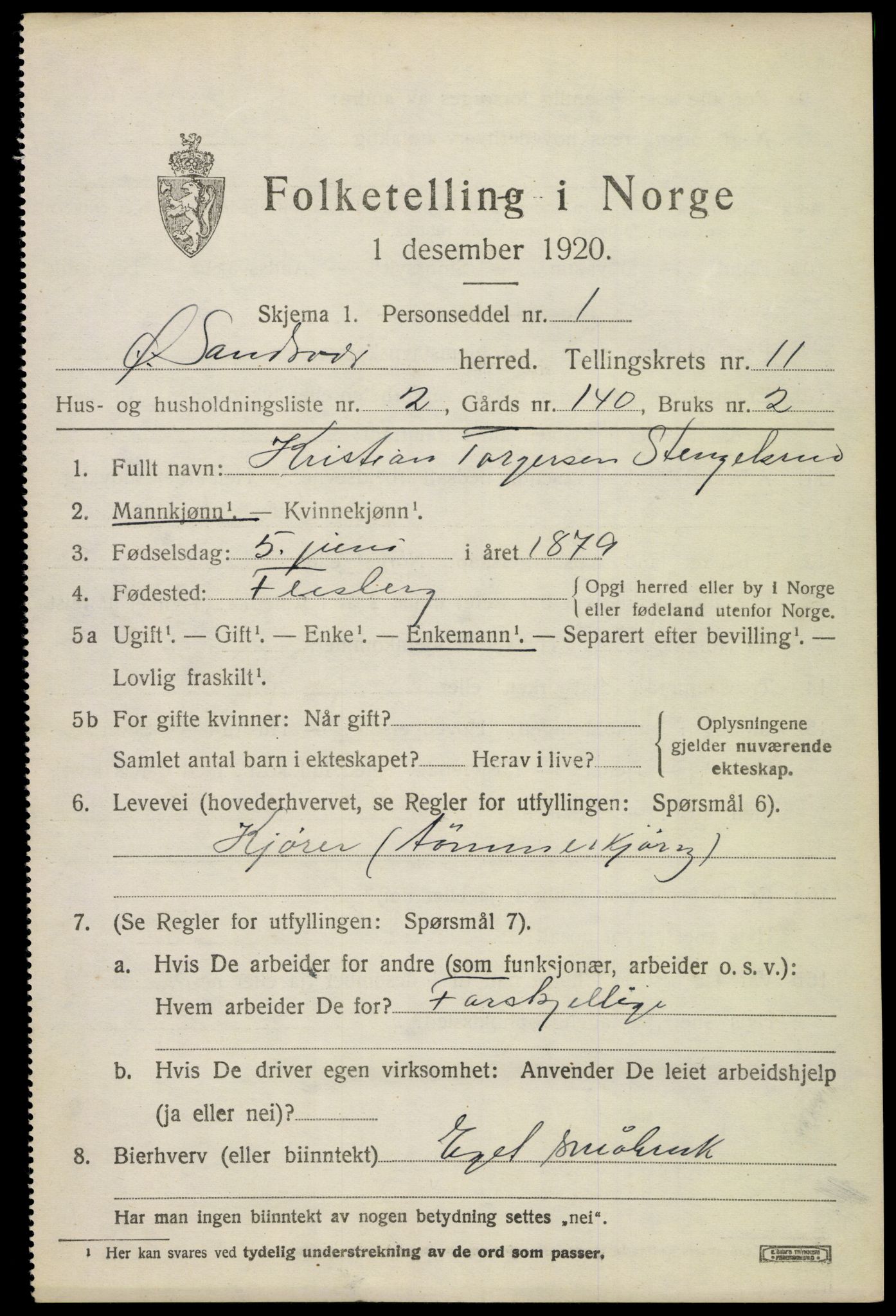 SAKO, 1920 census for Øvre Sandsvær, 1920, p. 5740