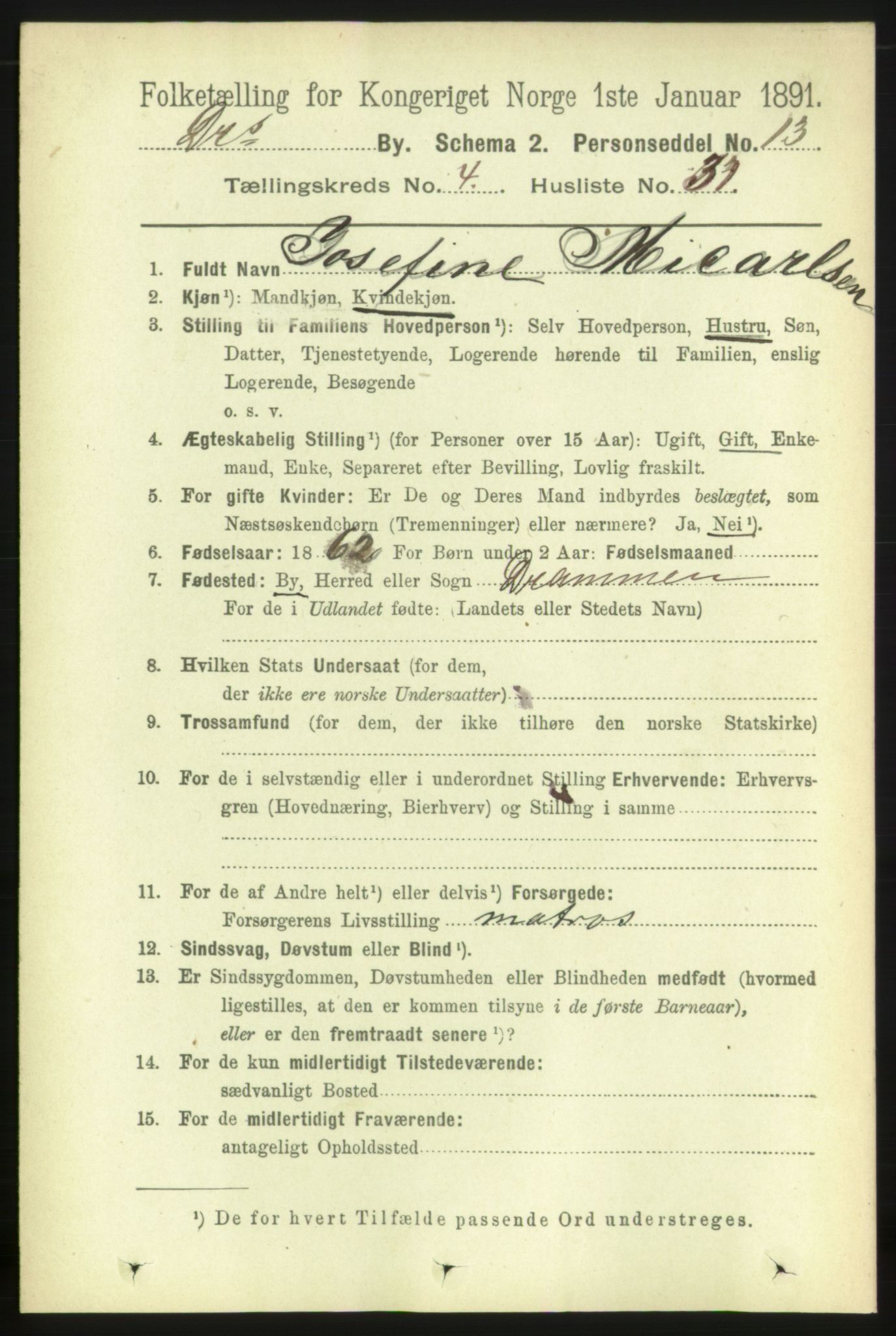 RA, 1891 census for 0602 Drammen, 1891, p. 5673