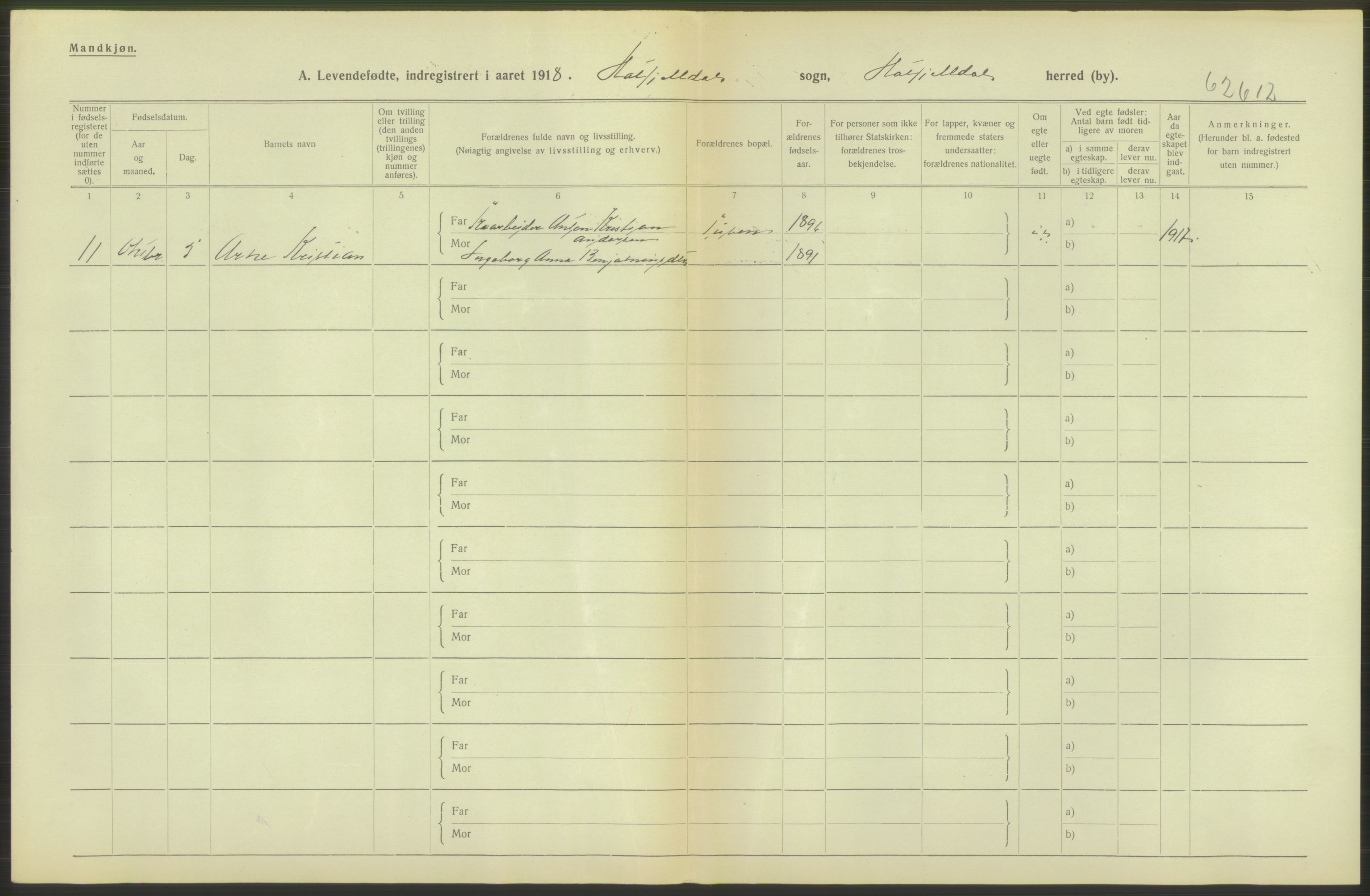 Statistisk sentralbyrå, Sosiodemografiske emner, Befolkning, RA/S-2228/D/Df/Dfb/Dfbh/L0052: Nordland fylke: Levendefødte menn og kvinner. Bygder., 1918, p. 72