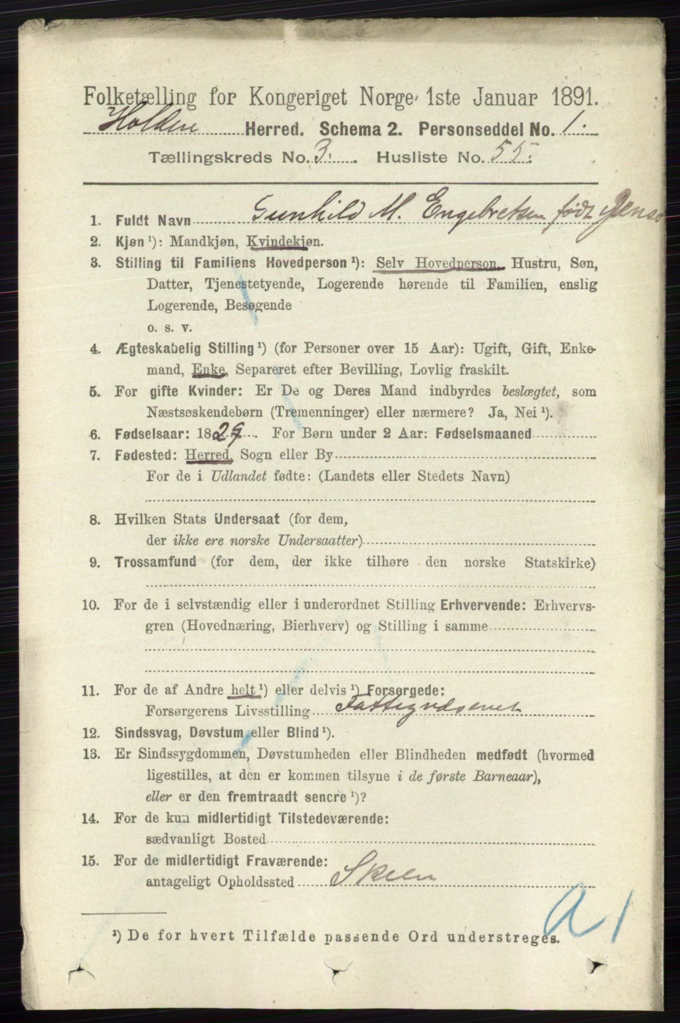 RA, 1891 census for 0819 Holla, 1891, p. 2018