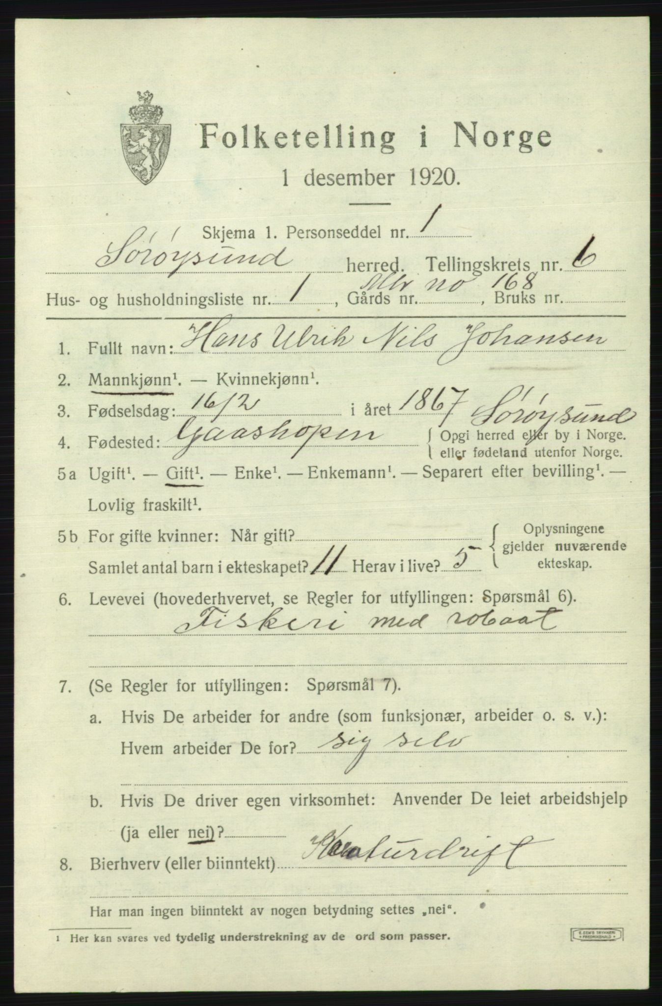 SATØ, 1920 census for Sørøysund rural district, 1920, p. 2562