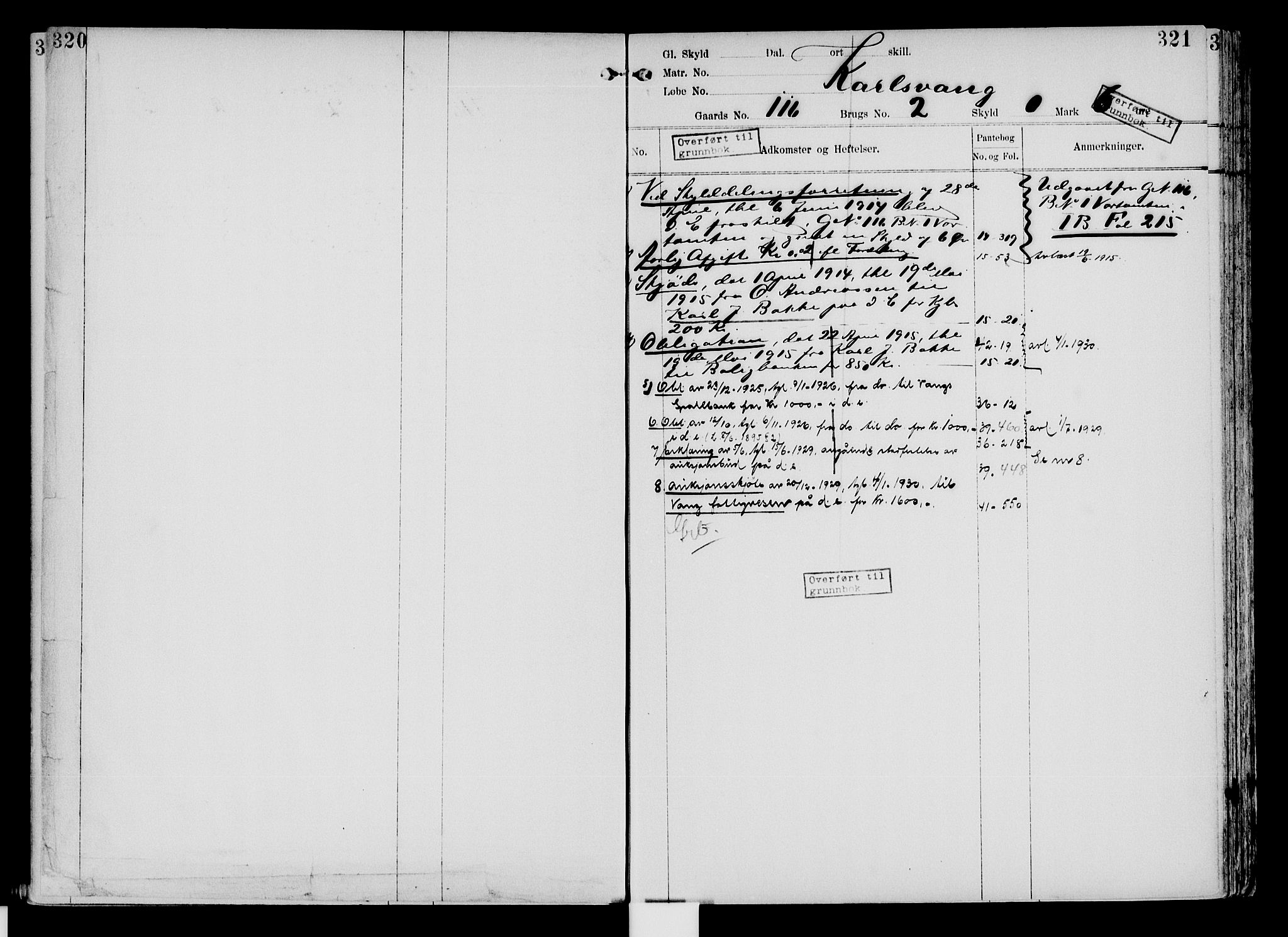 Nord-Hedmark sorenskriveri, SAH/TING-012/H/Ha/Had/Hade/L0004: Mortgage register no. 4.4, 1910-1940, p. 320-321