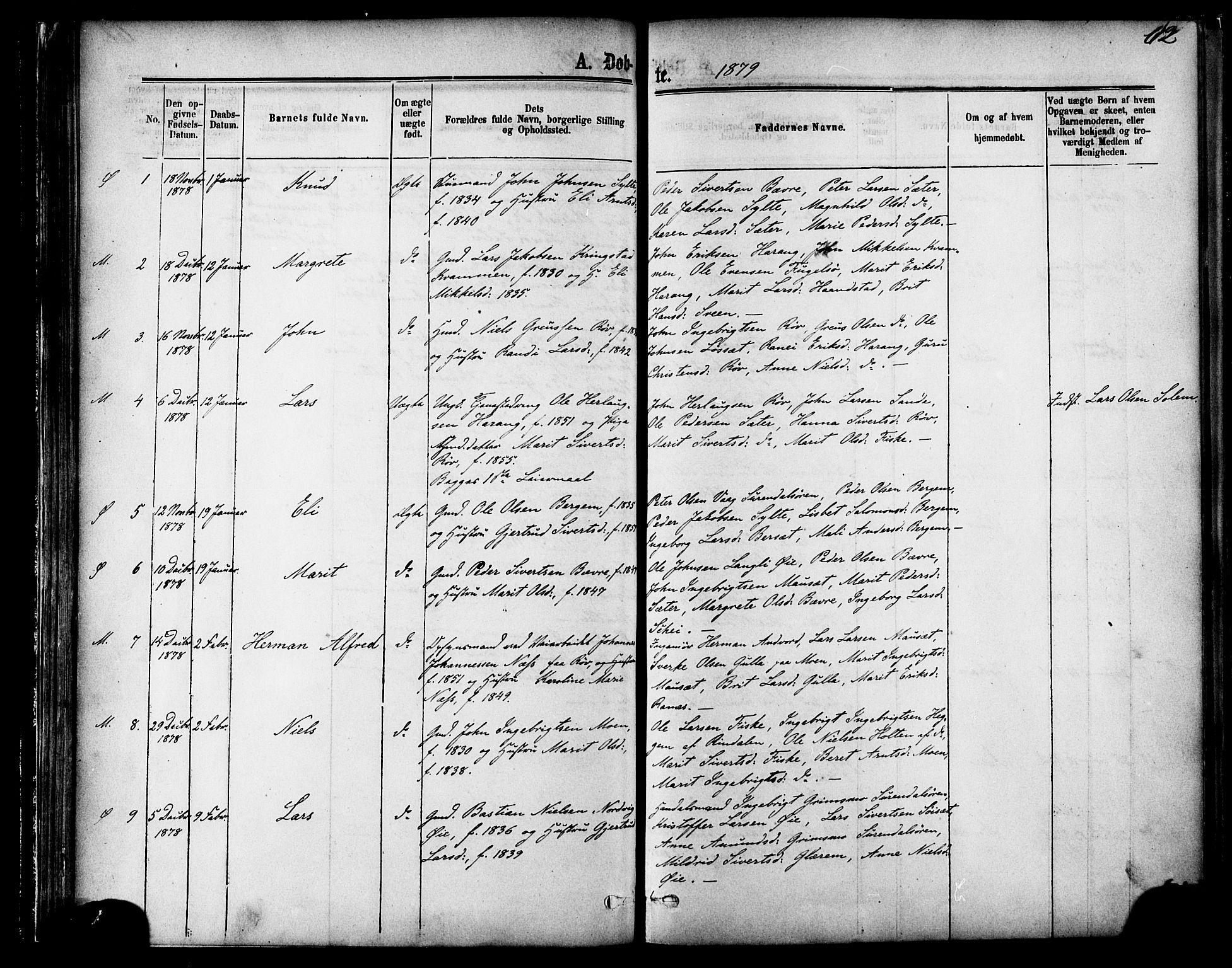 Ministerialprotokoller, klokkerbøker og fødselsregistre - Møre og Romsdal, AV/SAT-A-1454/595/L1046: Parish register (official) no. 595A08, 1874-1884, p. 62