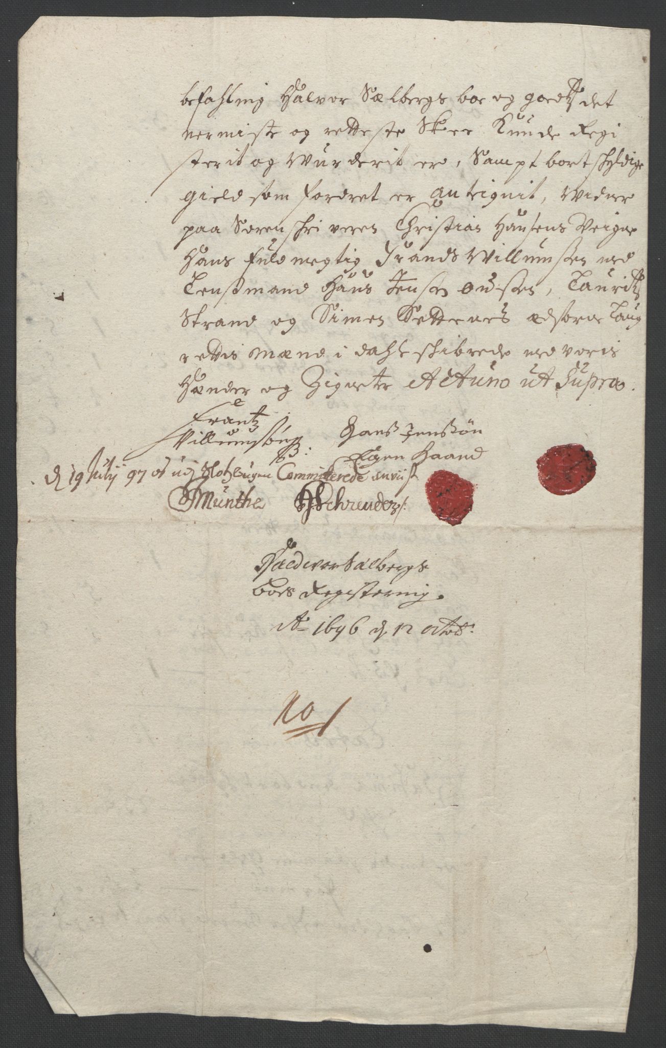 Rentekammeret inntil 1814, Reviderte regnskaper, Fogderegnskap, AV/RA-EA-4092/R53/L3422: Fogderegnskap Sunn- og Nordfjord, 1695-1696, p. 287