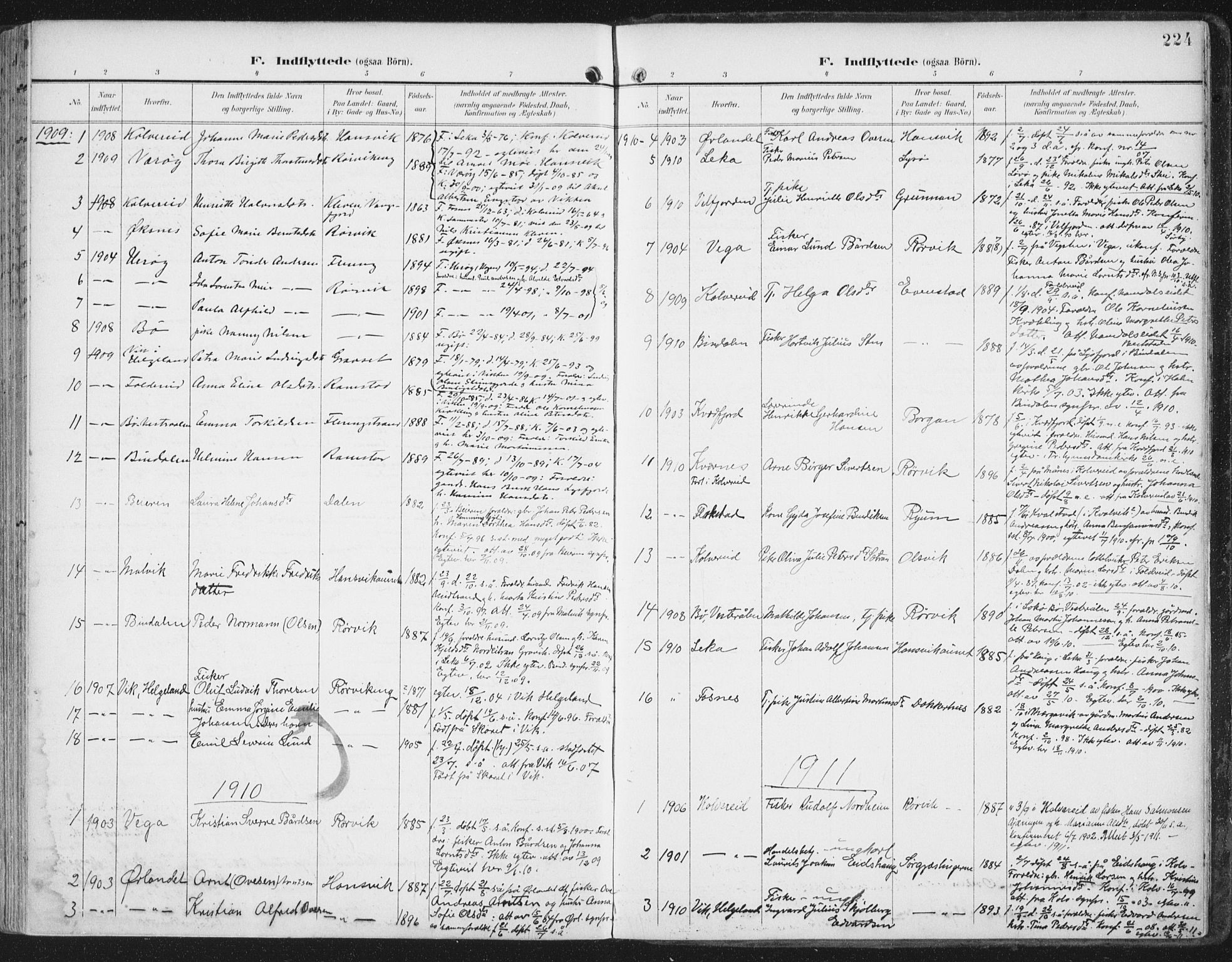 Ministerialprotokoller, klokkerbøker og fødselsregistre - Nord-Trøndelag, SAT/A-1458/786/L0688: Parish register (official) no. 786A04, 1899-1912, p. 224