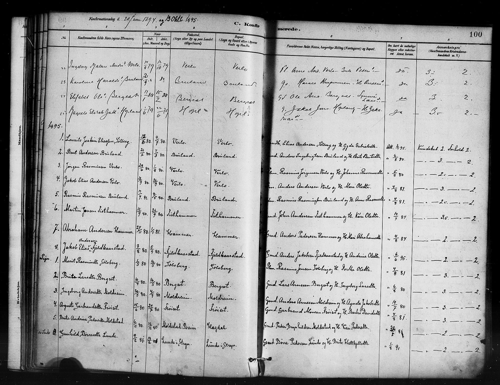 Innvik sokneprestembete, AV/SAB-A-80501: Parish register (official) no. D 1, 1879-1900, p. 100