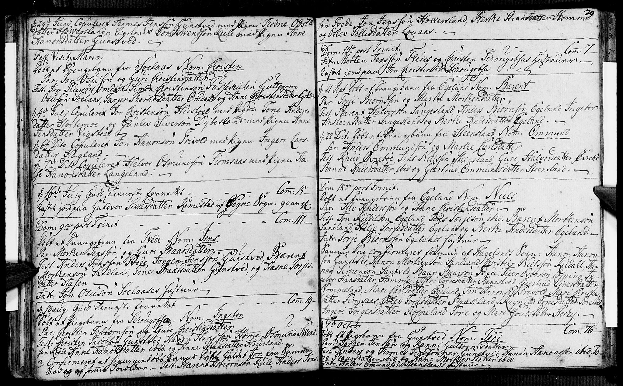 Vennesla sokneprestkontor, AV/SAK-1111-0045/Fa/Faa/L0001: Parish register (official) no. A 1, 1753-1785, p. 78-79