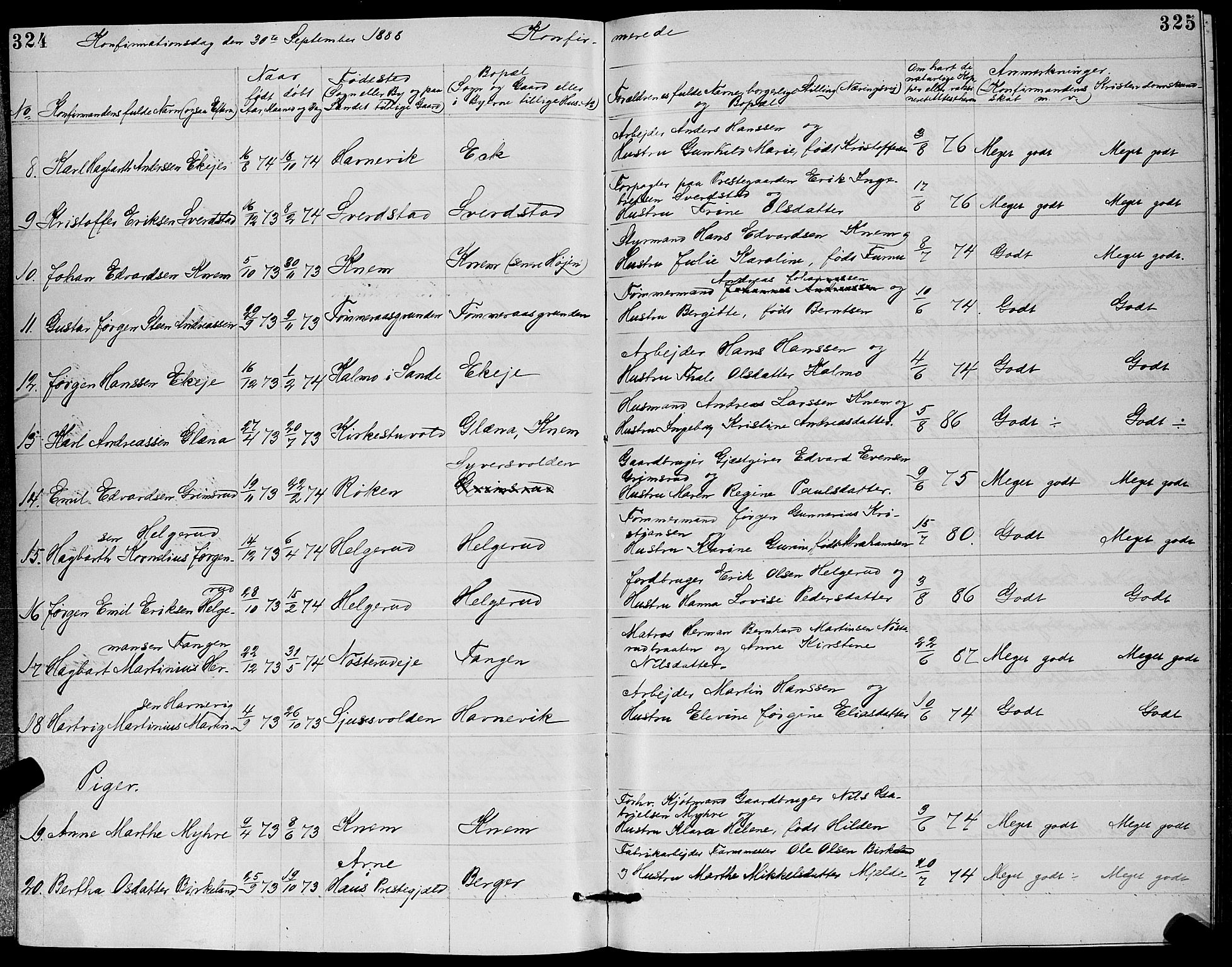 Strømm kirkebøker, AV/SAKO-A-322/G/Ga/L0002: Parish register (copy) no. I 2, 1885-1888, p. 324-325